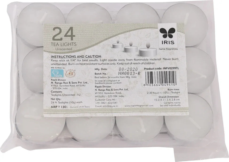Tealight Candle Pack Of 24 in Unscented Colour - HomeTown