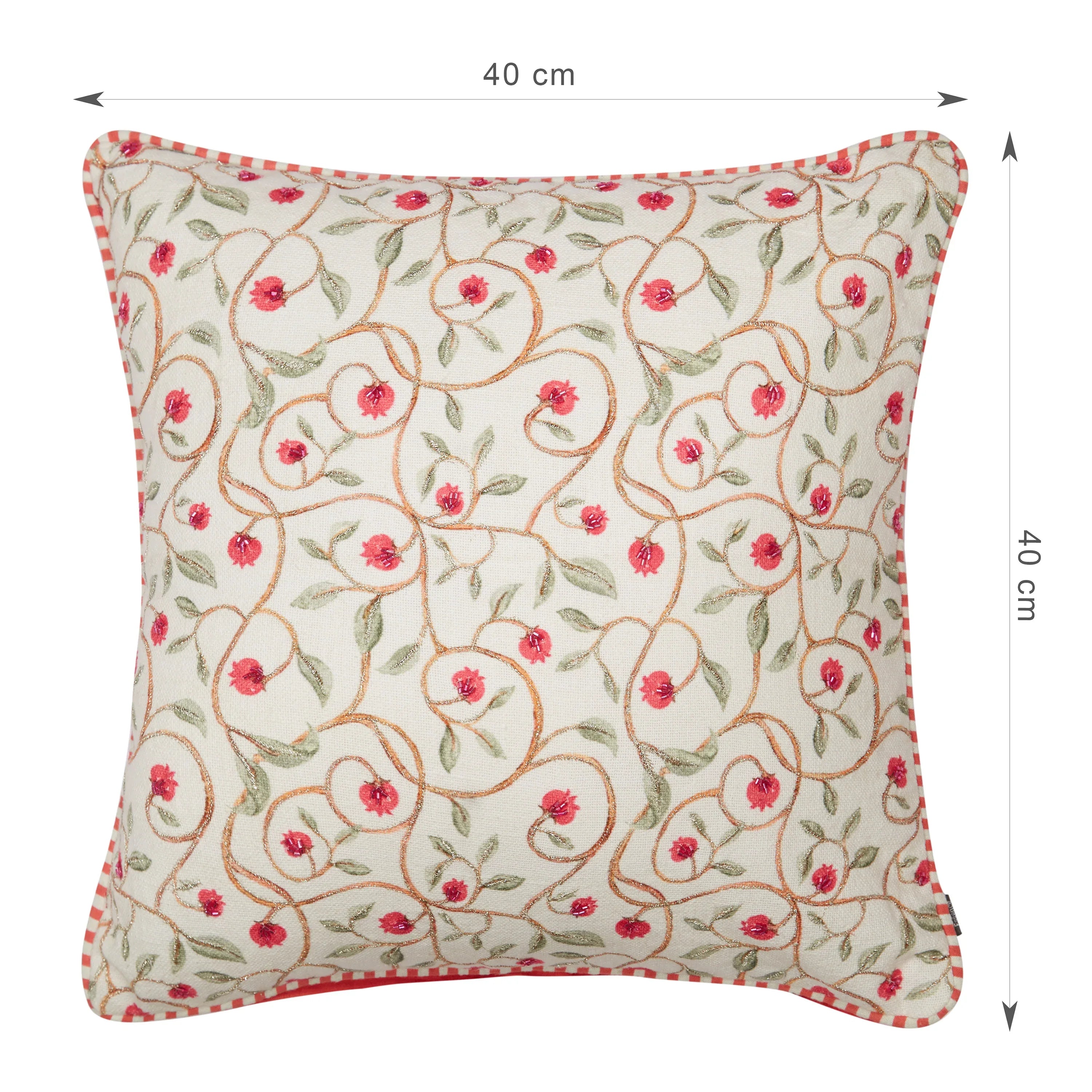 Indian Botanical Cotton Cushion Cover 40x40 cm in Multi Pink Colour - HomeTown