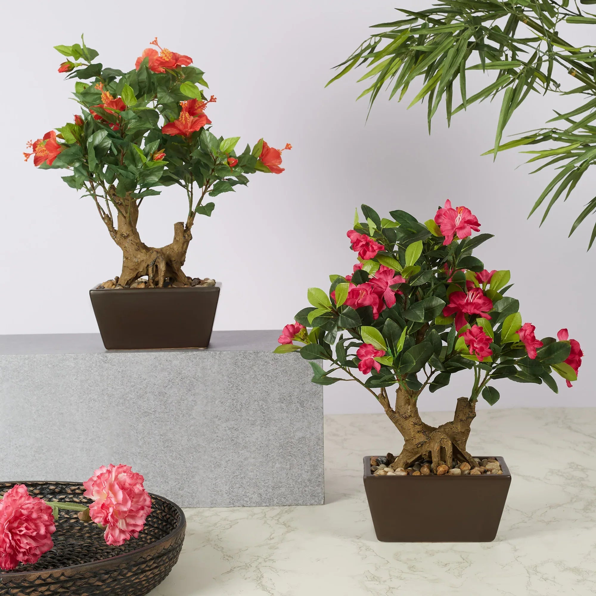 Ilana Faux Hibiscus Ceramic Potted Plant 43 Cm in Pink Colour - HomeTown