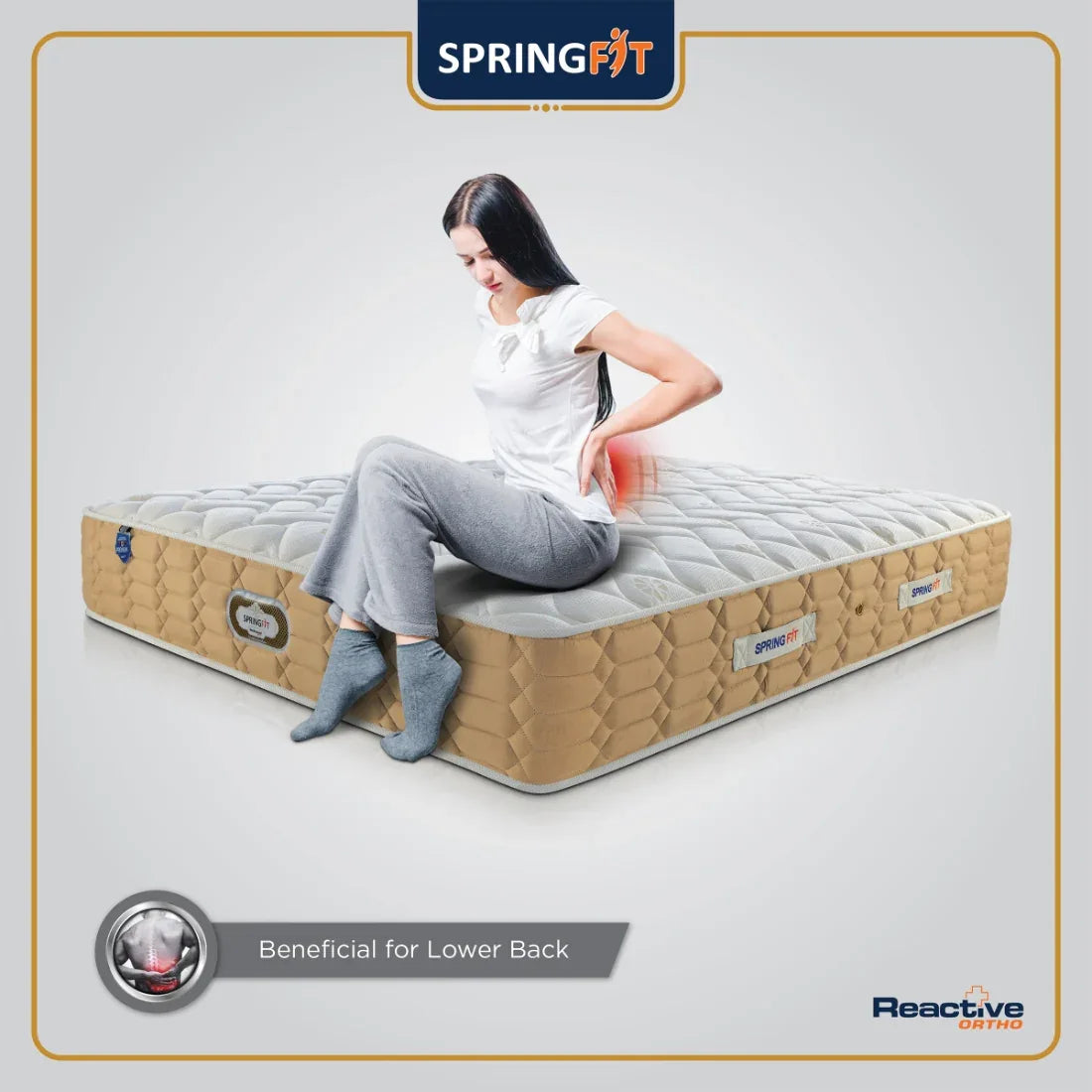 Reactive Ortho Memory Foam King Mattress 80x72x8 Inch in Grey Colour - HomeTown