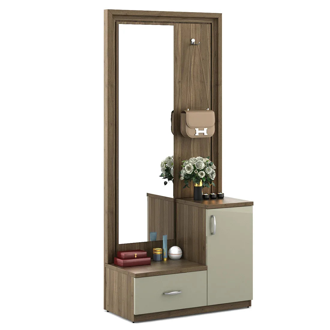 Petra Dresser With Mirror in Walnut Colour - HomeTown