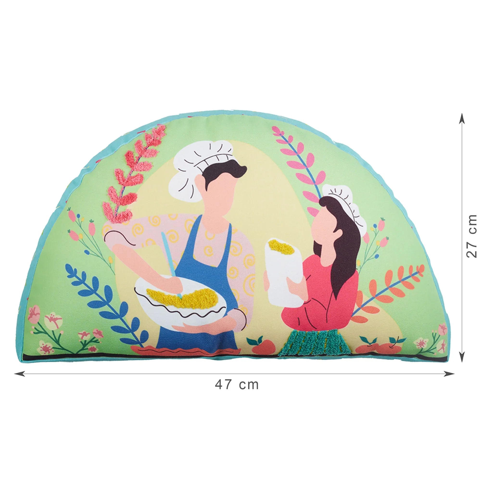 Good Life Reversible Cooking Together Digital Printed Shaped Cushion 27x47 Cm in Fuchsia Colour - HomeTown
