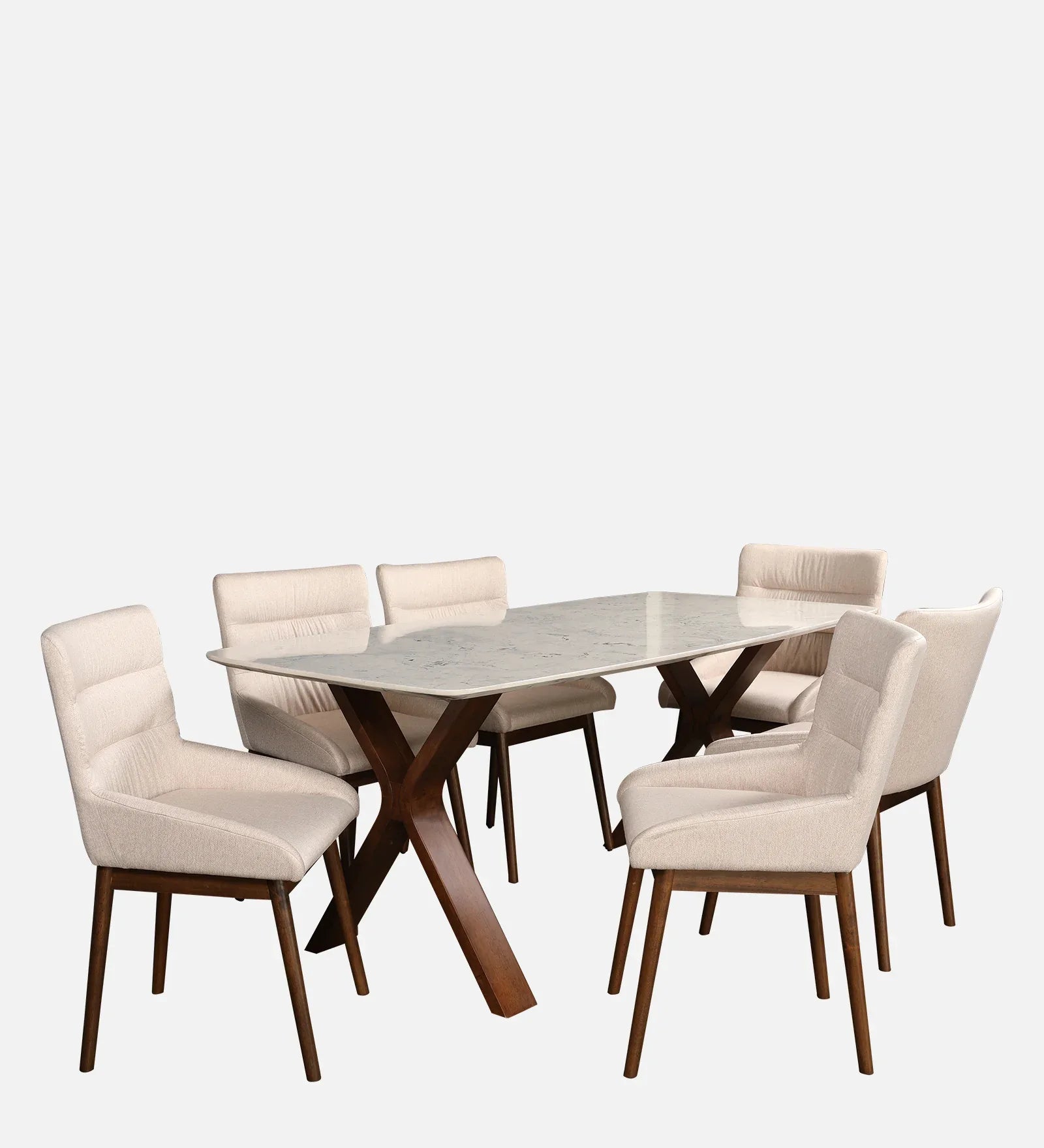 Sanddune Marble Top Six Seater Dining Set in Walnut Colour - HomeTown