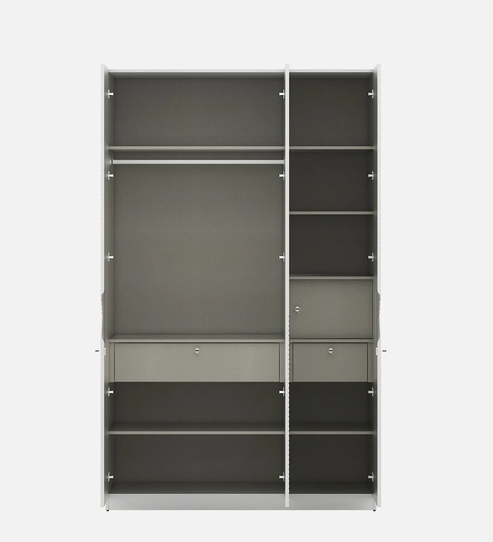 Gwen Three Door Wardrobe With Mirror in White Colour - HomeTown