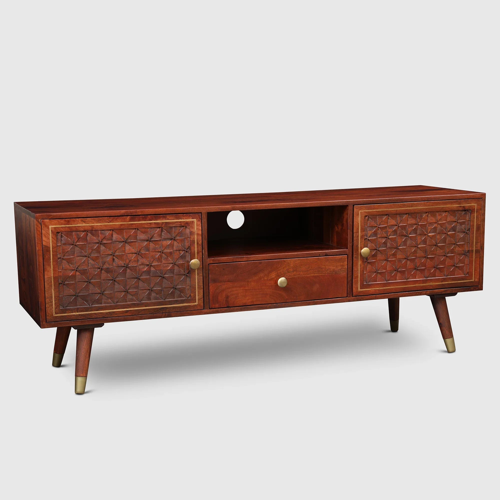 Phoolkari Full Height TV Unit in Honey Finish Colour - HomeTown