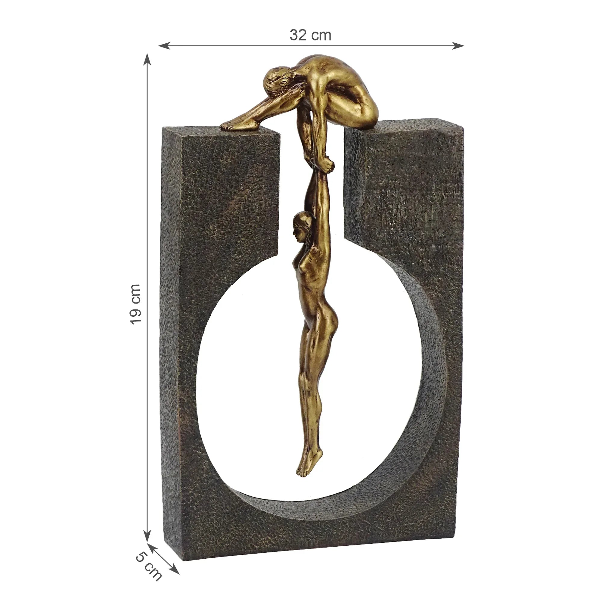 Willow Polyresin Man Holding Woman 31 Cm in Brown And Gold Colour - HomeTown