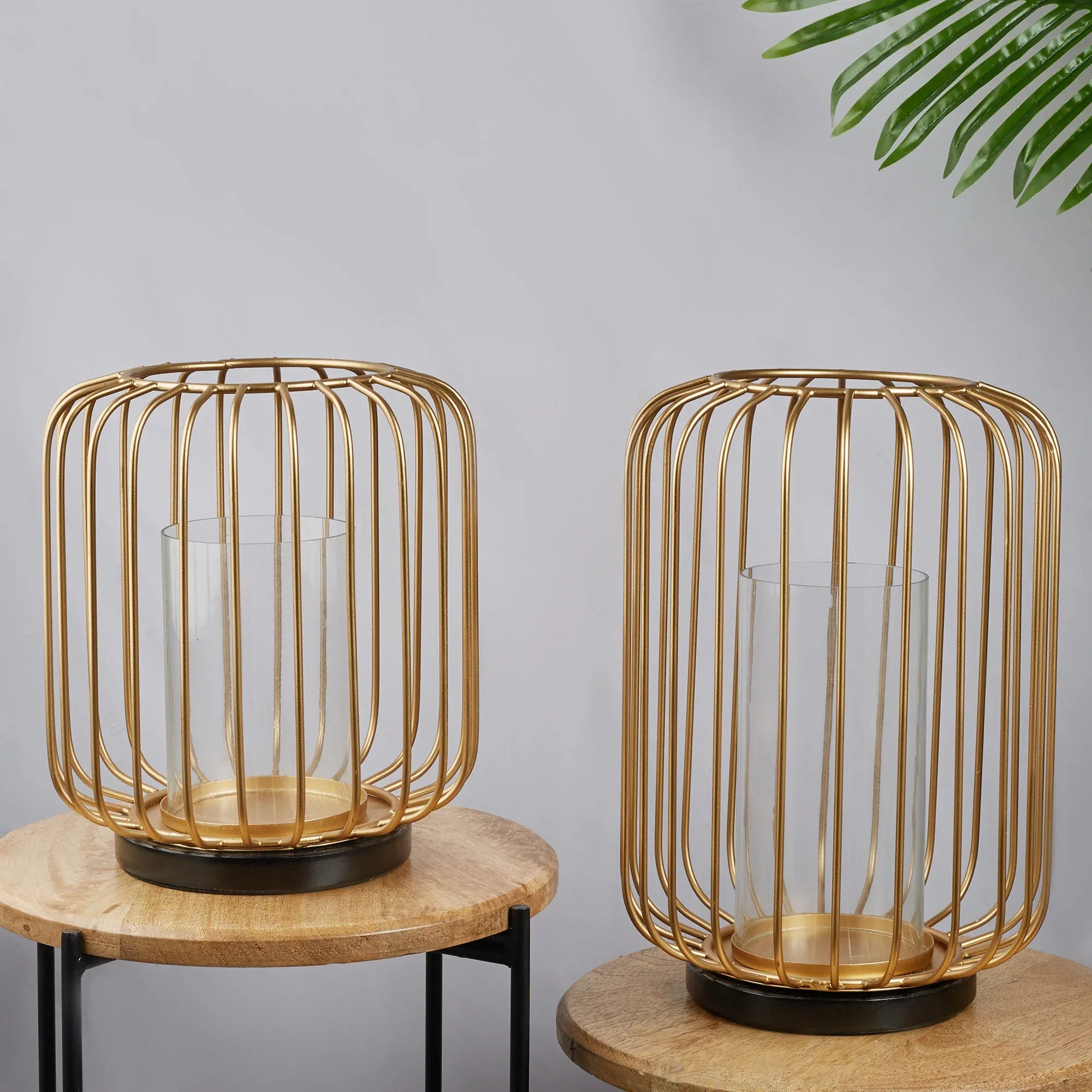 Sovereign Iron and Glass Wired Candle Holder 24x29Cm in Black & Gold Colour - HomeTown