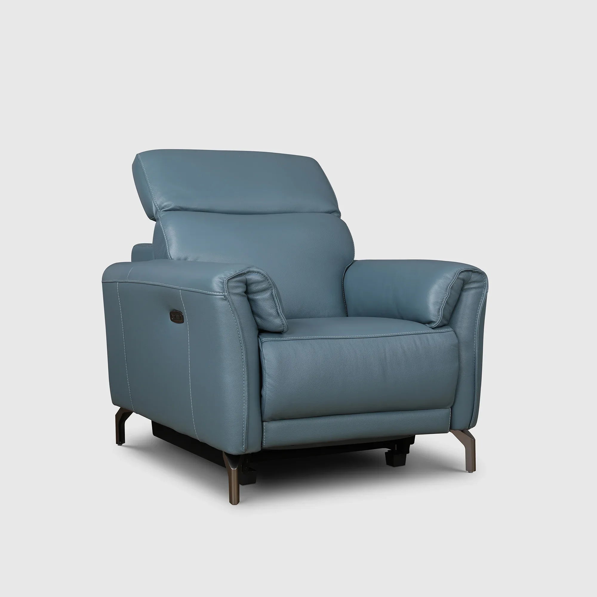 Emilia Half Leather Single Seater Electric Recliner in Blue Colour - HomeTown