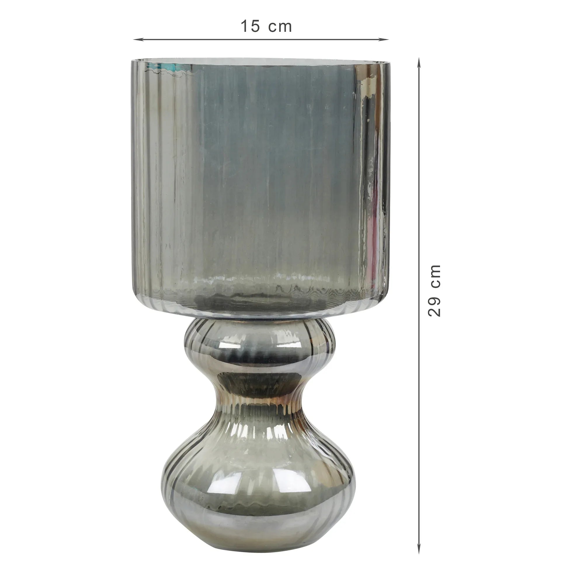 Phiona Glass Fluted Handcrafted Hurricane 29Cm in Black Colour - HomeTown