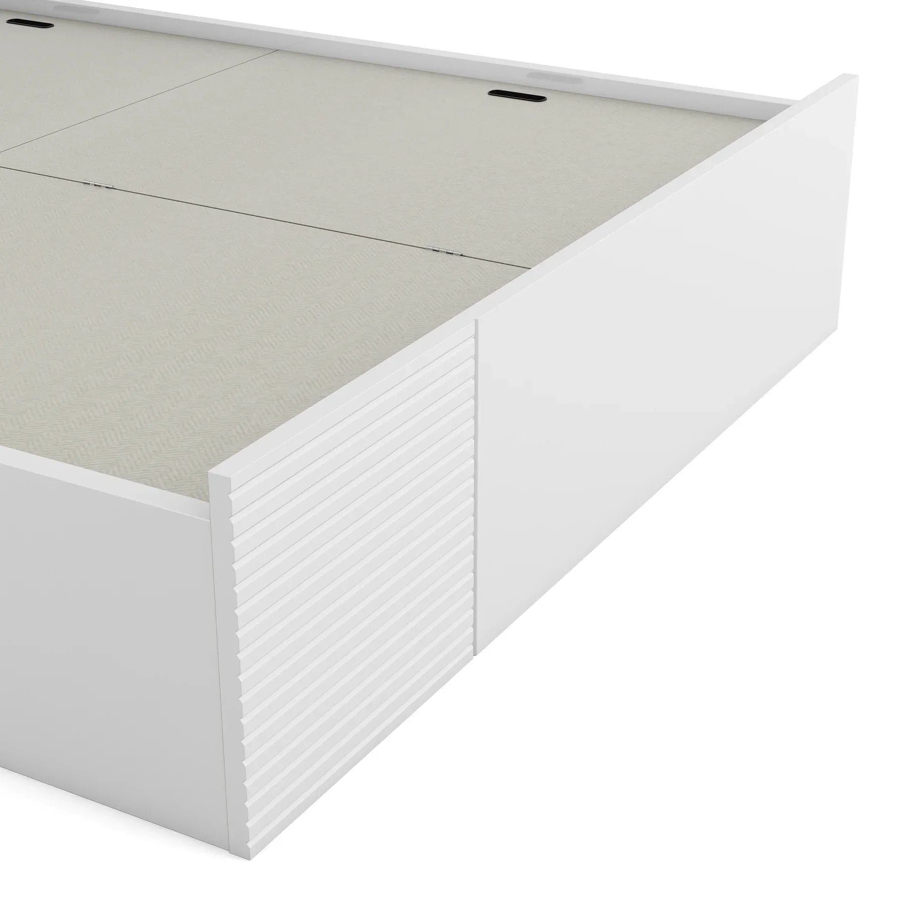 Gwen King Bed With Box Storage in White & Denim Colour - HomeTown