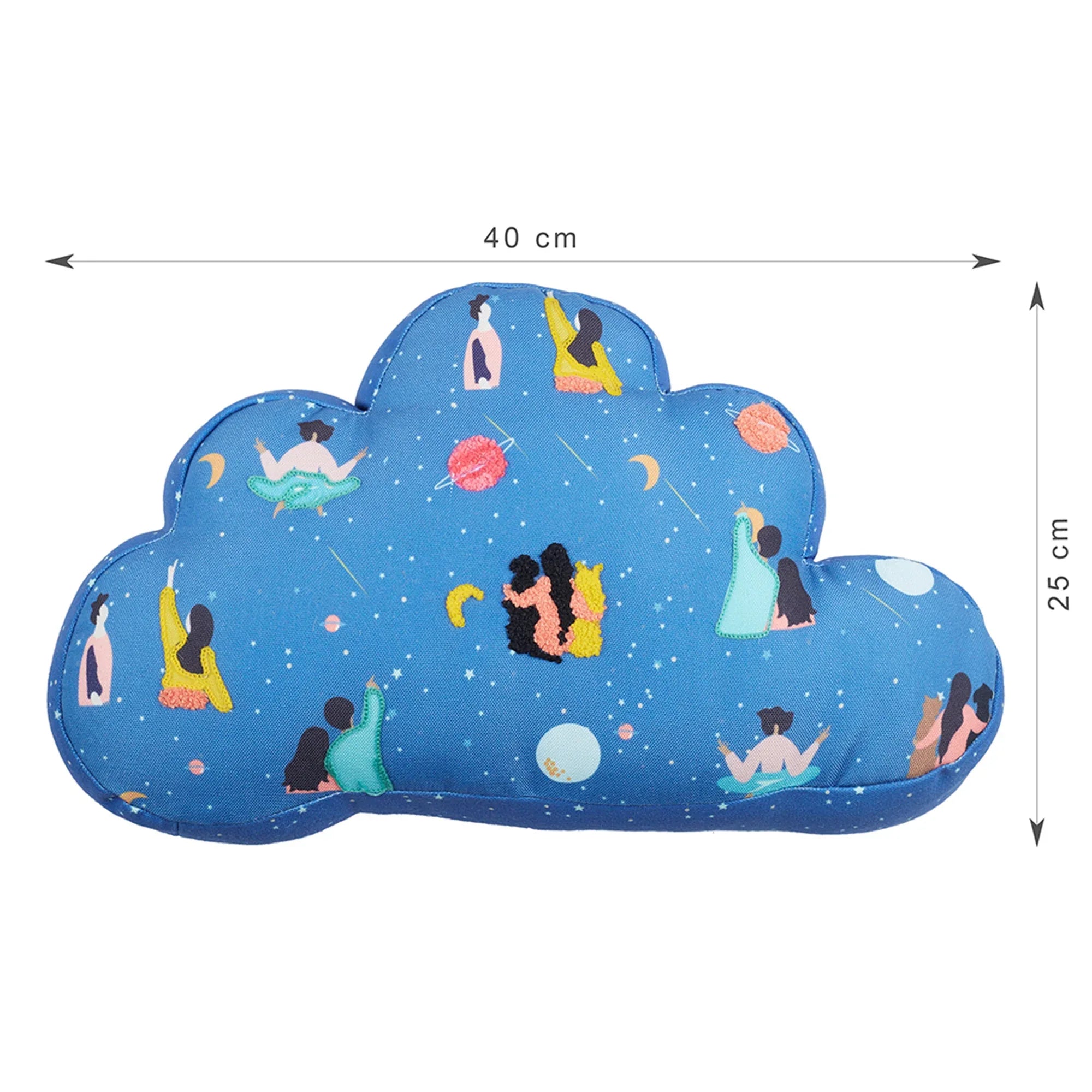 Good Life Reversible Cloud Digital Printed Shaped Cushion 40x25 Cm in Navy Colour - HomeTown