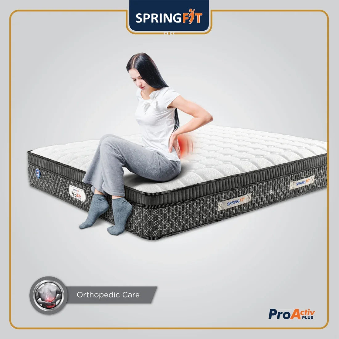 Pro Activ Plus Orthopedic Support HR Foam Queen Mattress 72x60x6 Inch in White Colour - HomeTown