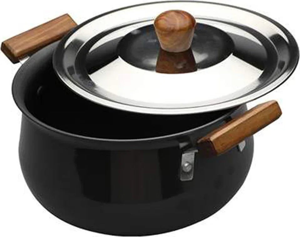 Ebony Hard Anodized Handi With Lid 24 Cm ,5Ltr ,3.25Mm Thickness in Black Colour - HomeTown