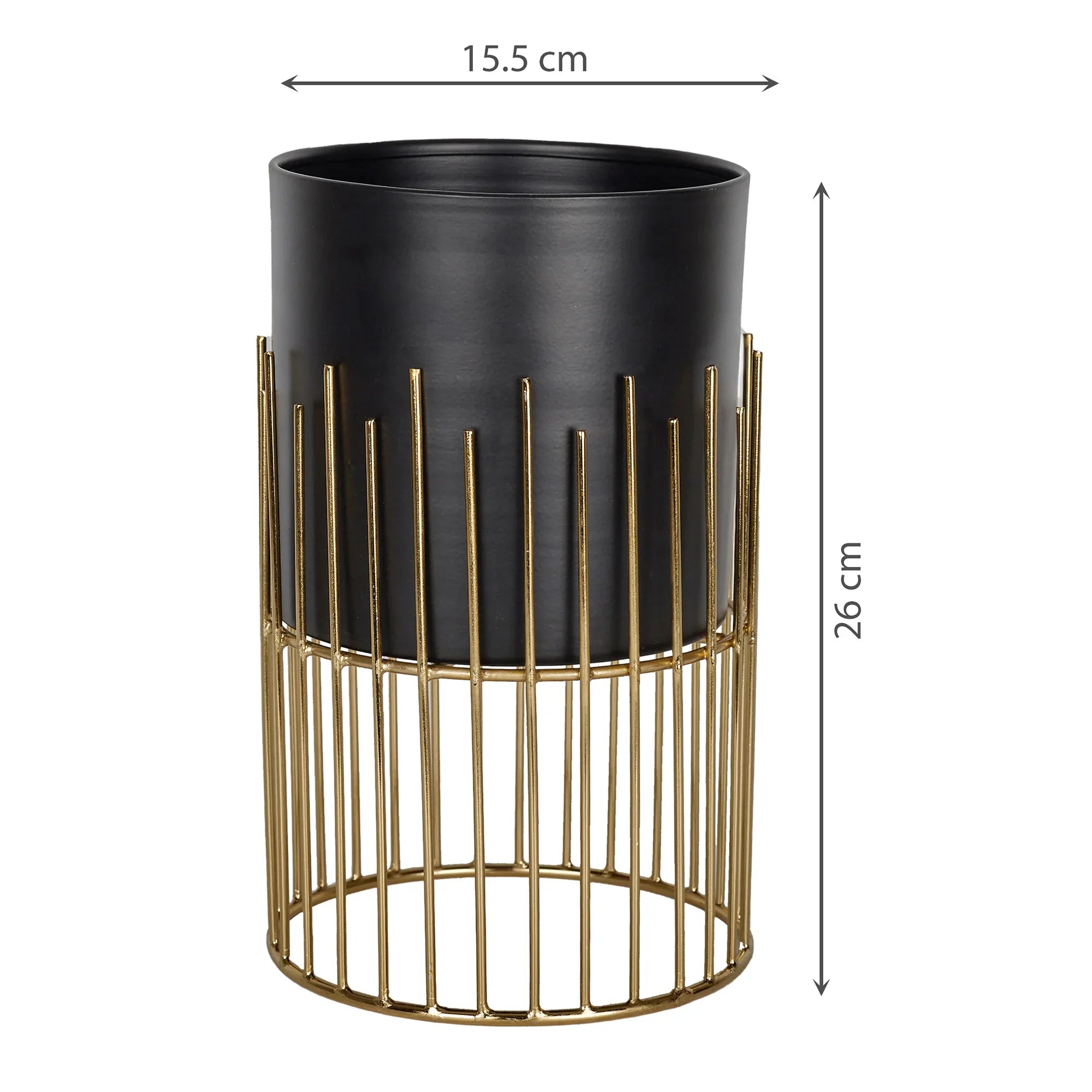Artiskylar Metal Matt Finish Planter 26 Cm in Black and Gold Colour - HomeTown
