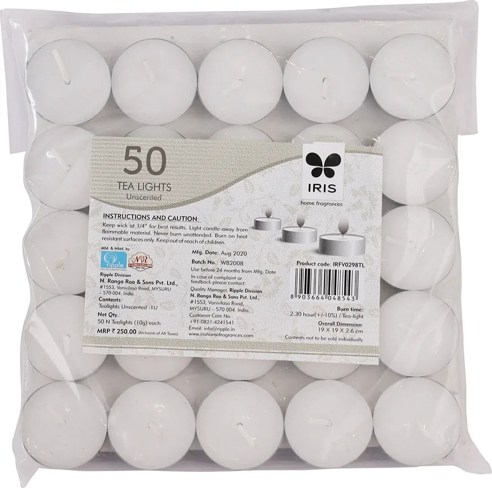 Tealight Candle Pack Of 50 in Unscented Colour - HomeTown
