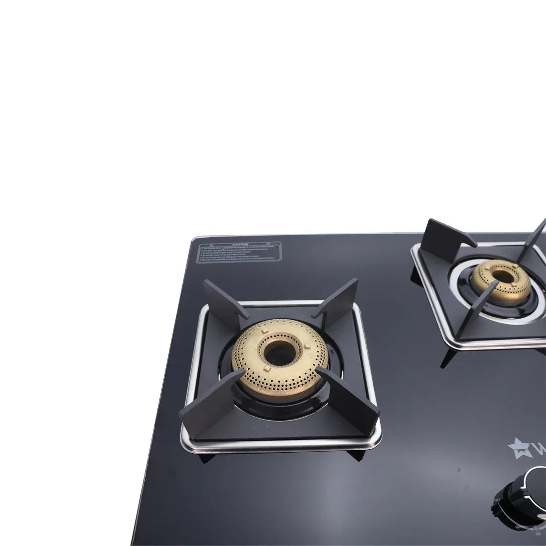 Octavia 1 - Gas Stove, 3 - Forged Brass Burners, 3 - Heavy duty pan support in Black Colour - HomeTown
