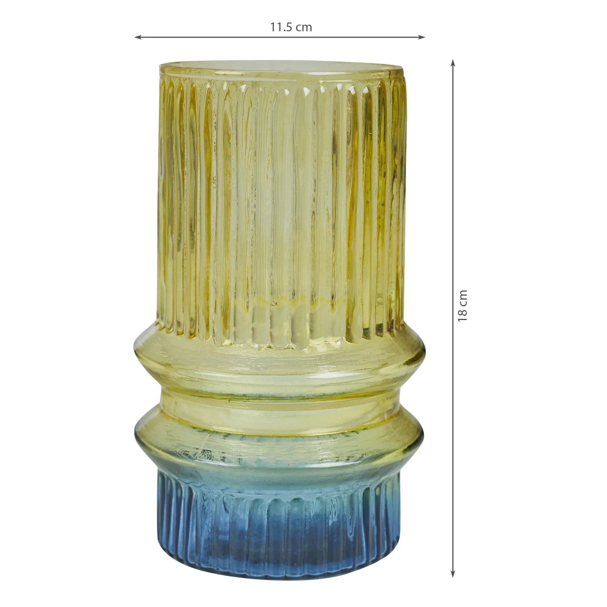 Phiona Glass Fluted Handcrafted Small Vase 18 Cm in Multi Colour - HomeTown