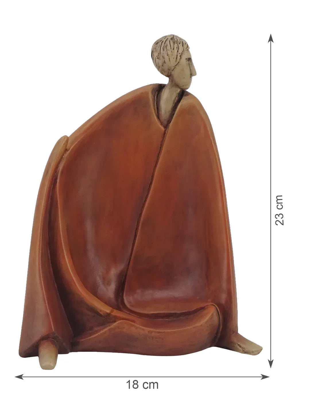 Alpine Polyresin Man Sitting Figurine 18x14x23Cm in Brown Colour - HomeTown