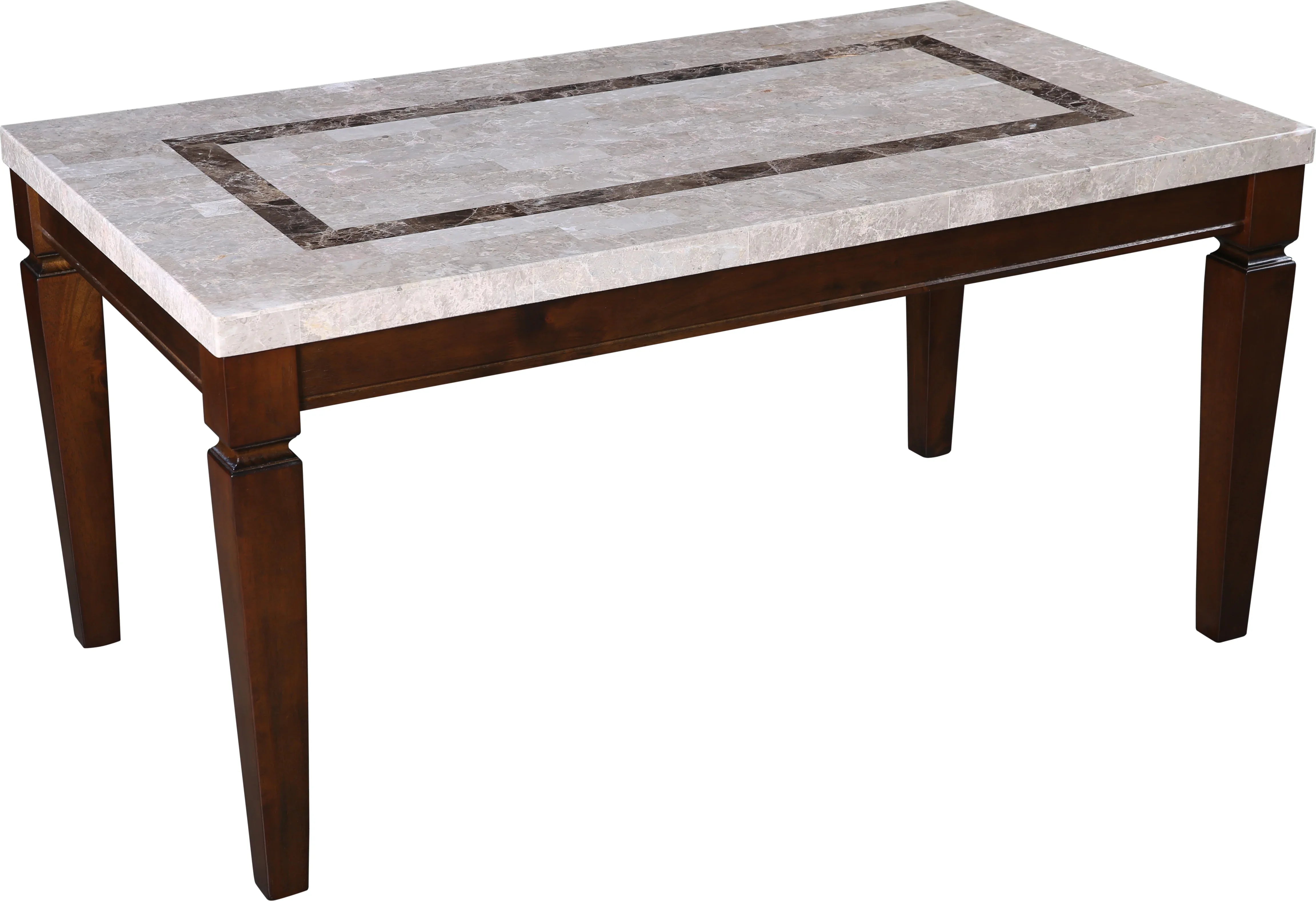 Bliss Marble Top 6 Seater Dining Table with Inlay in Beige Colour - HomeTown