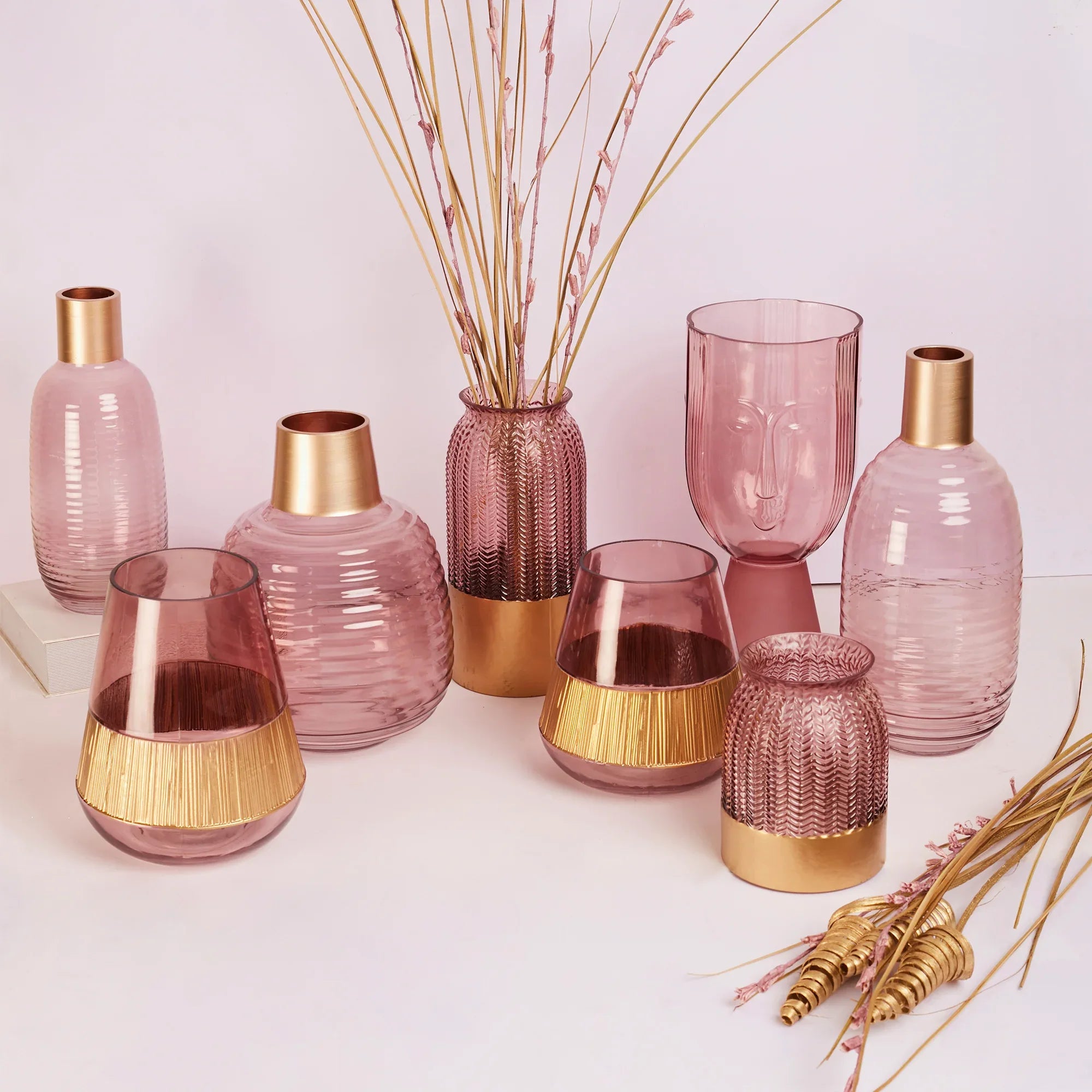 Alena Oval Glass Vase 21Cm in Blush Colour - HomeTown