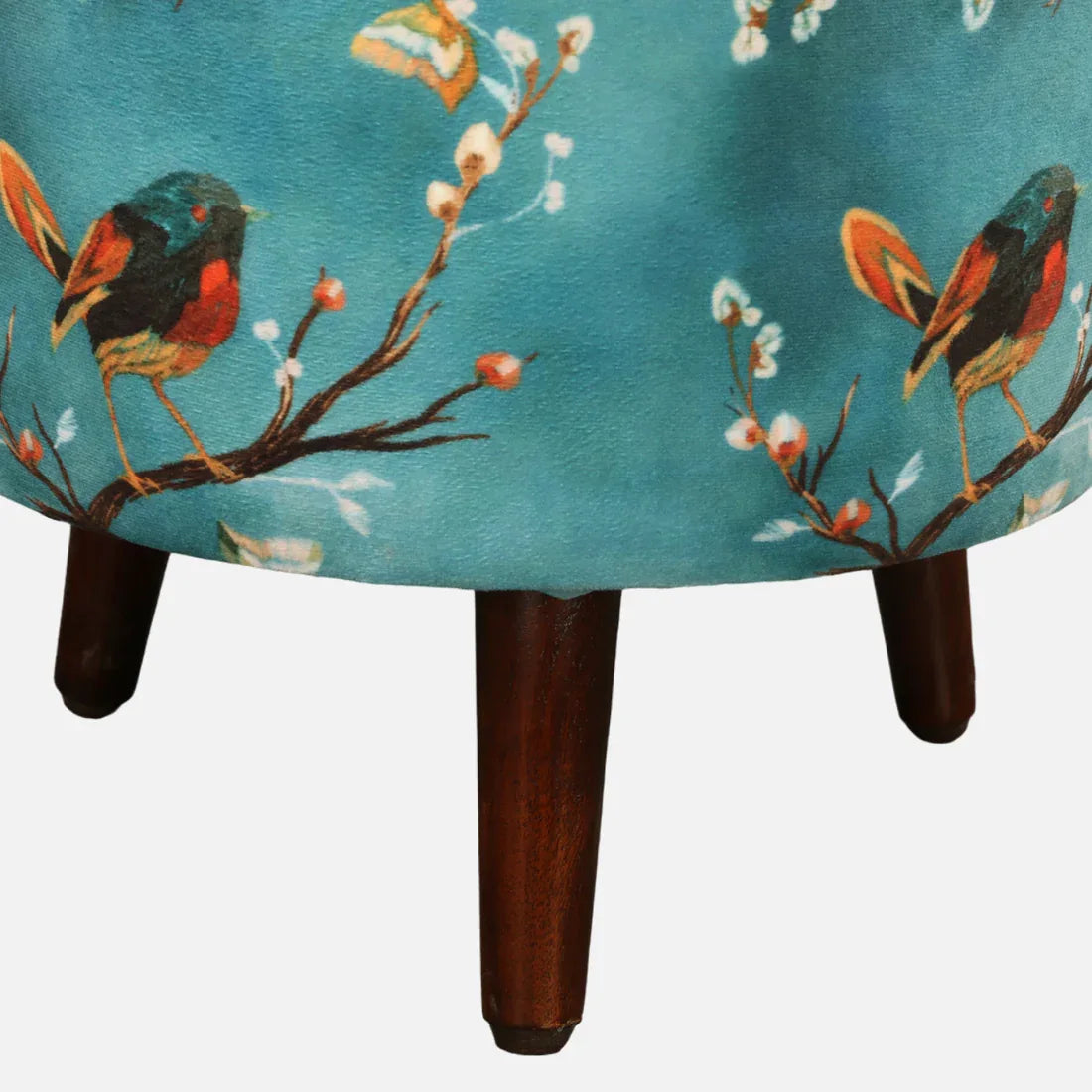 Ordhid Fabric Ottomans in Printed Blue Colour - HomeTown