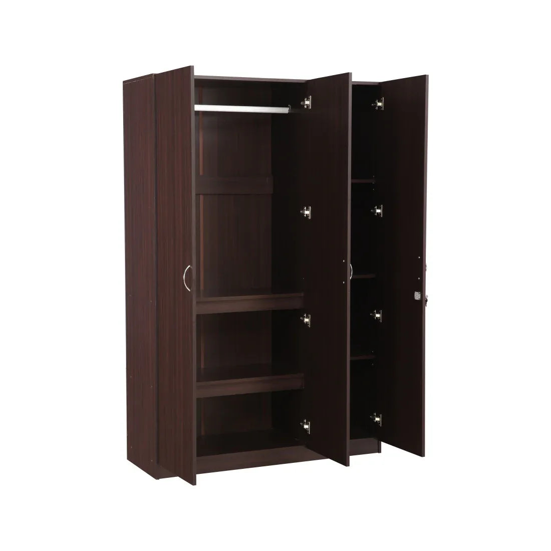 Willy Engineered Wood 3 door wardrobe in Walnut Finish - HomeTown