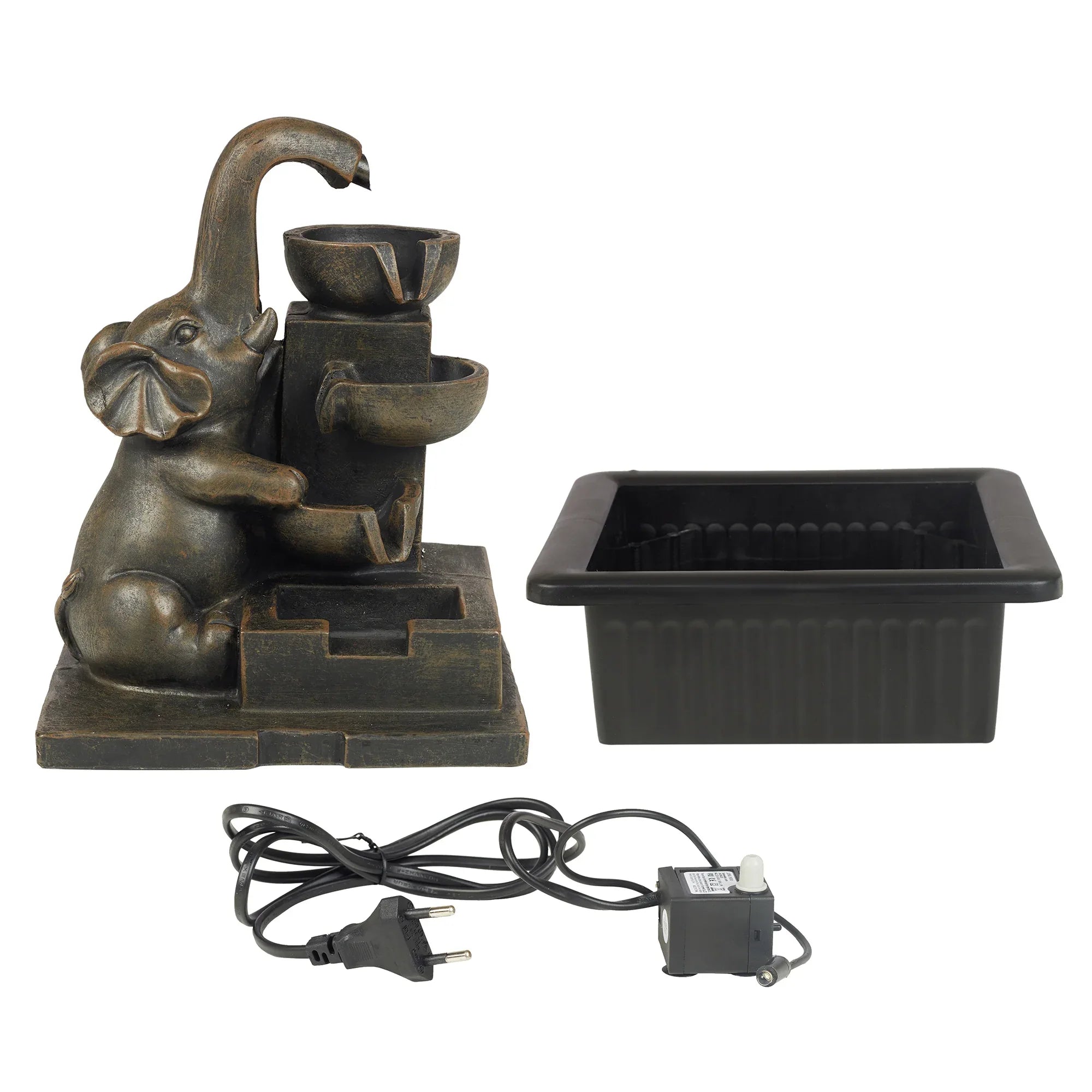 Impression Polyresin Elephant Water Fountain 21x17x25 Cm in Brown Colour