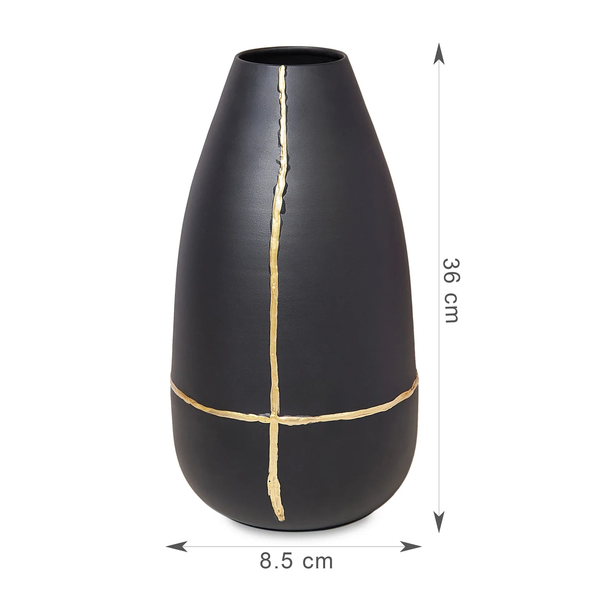 Mezzo Metal Vases 35 cm in Black Colour - HomeTown