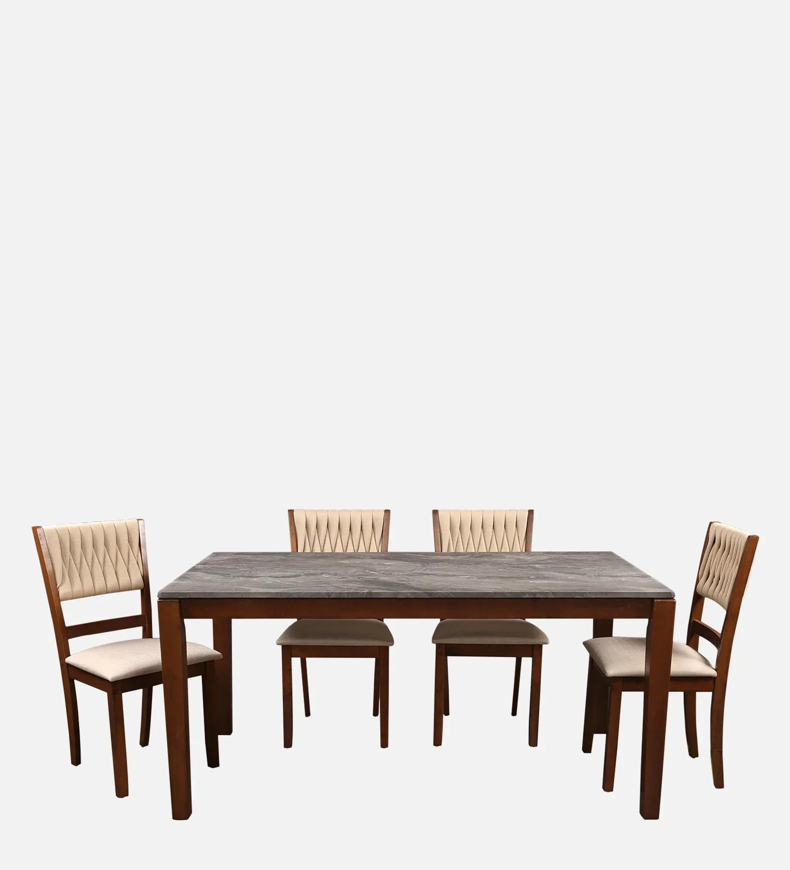 Quest Marble Top Six Seater Dining Set With Bench in Walnut Colour - HomeTown