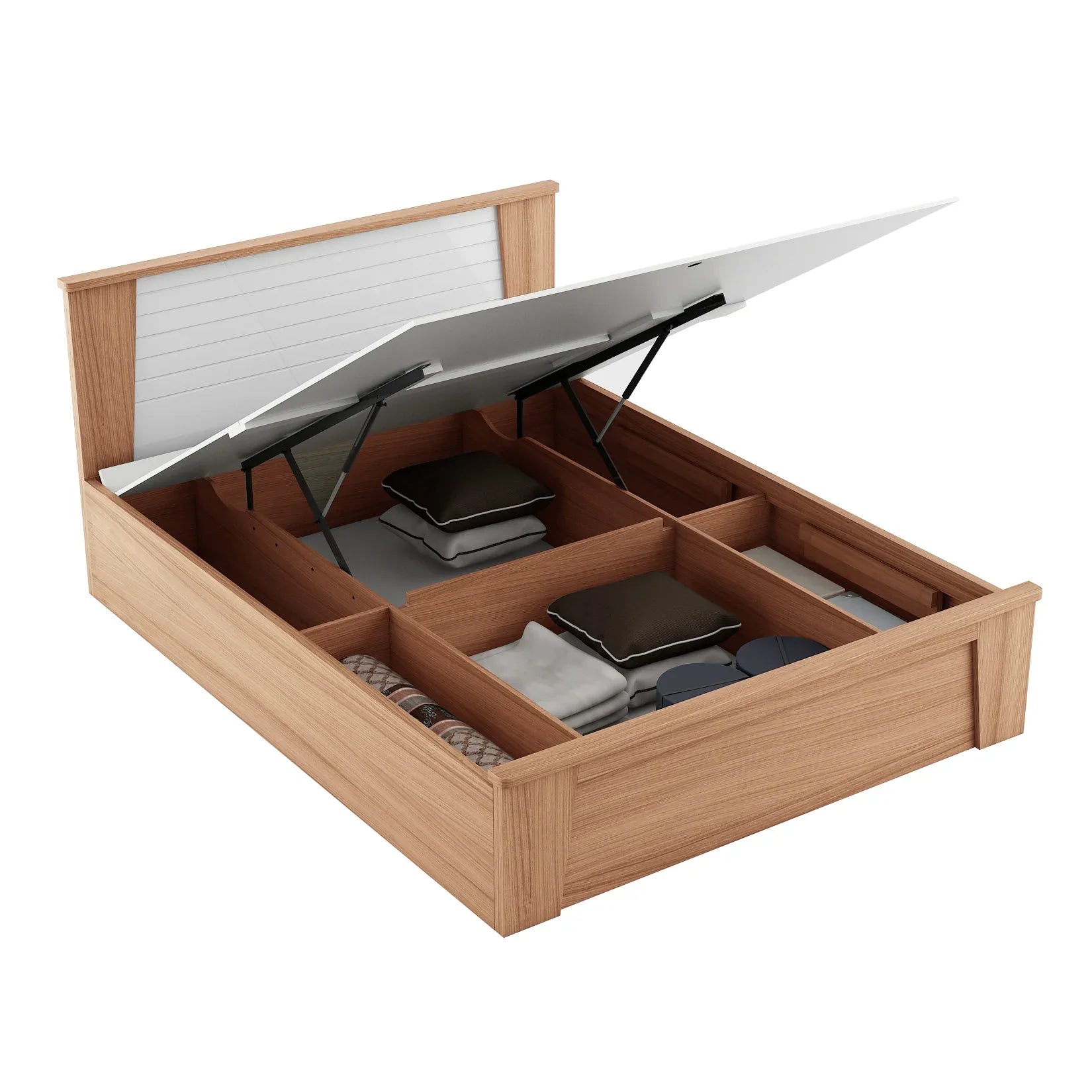 Ambra King Bed with Hydraulic Storage in Oak Colour - HomeTown
