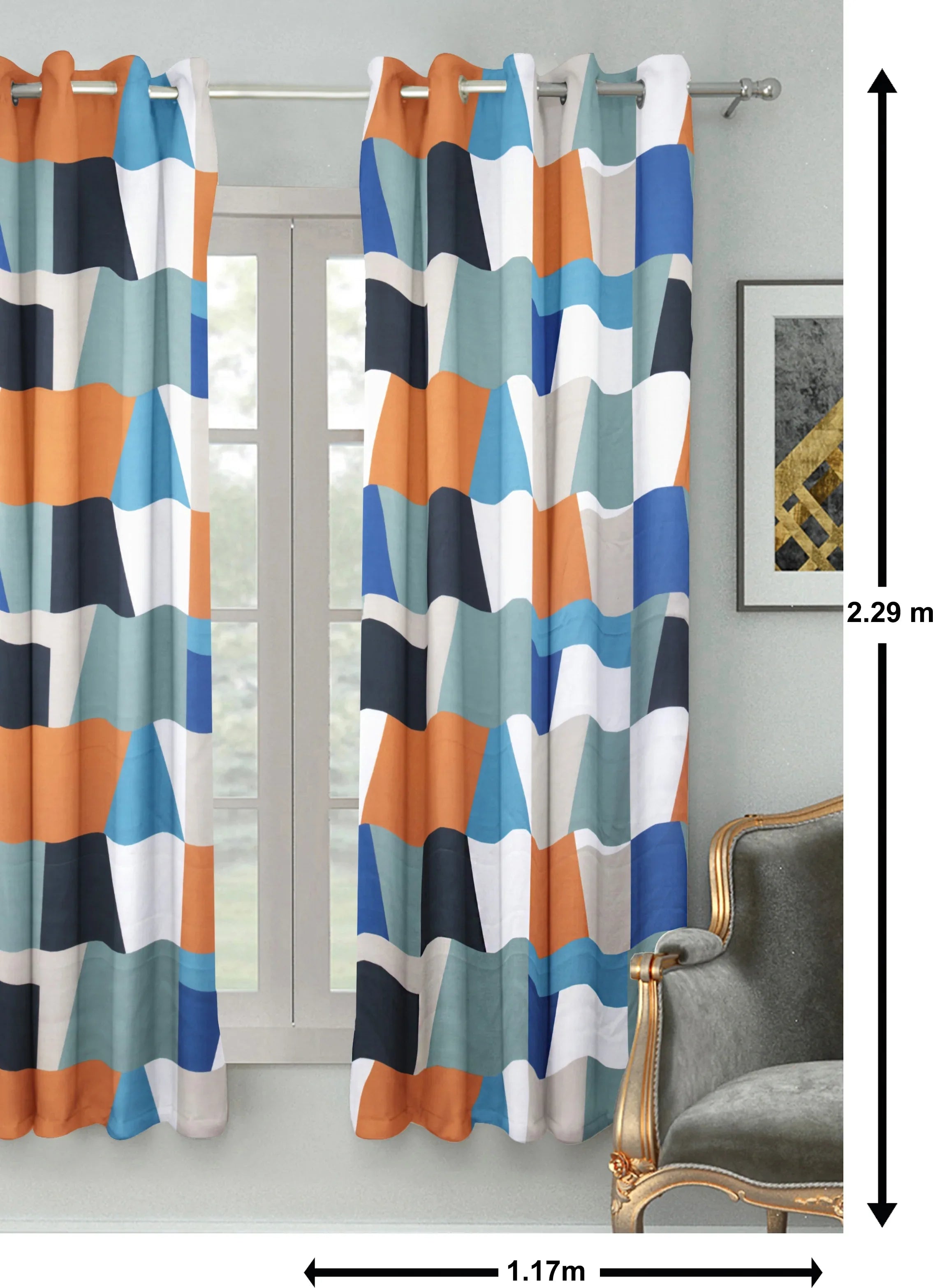 Cascade Colorful Abstract Polyester Door Curtain in Multi Colour - HomeTown