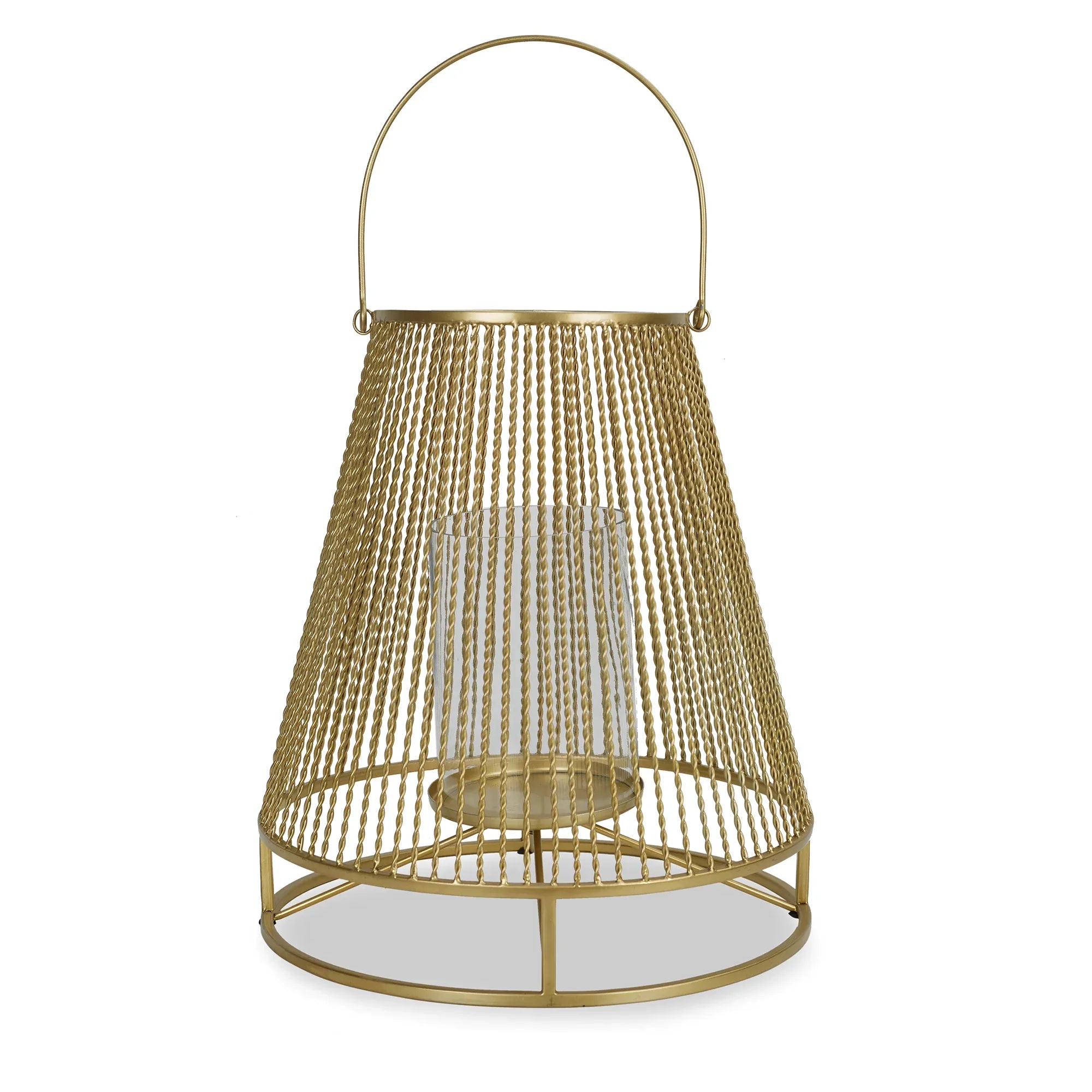 Apollo Iron and Glass Thread Dome Lantern 34x38 Cm in Gold Colour - HomeTown