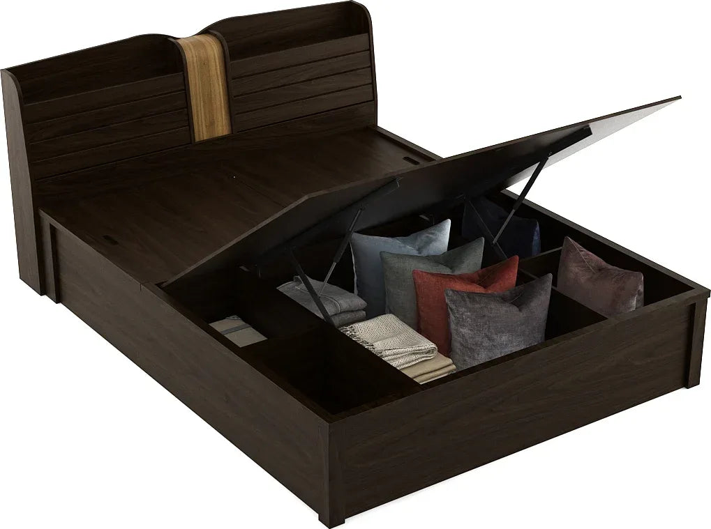 Magnum Engineered Wood Bed with Storage in Urban Walnut Colour - HomeTown