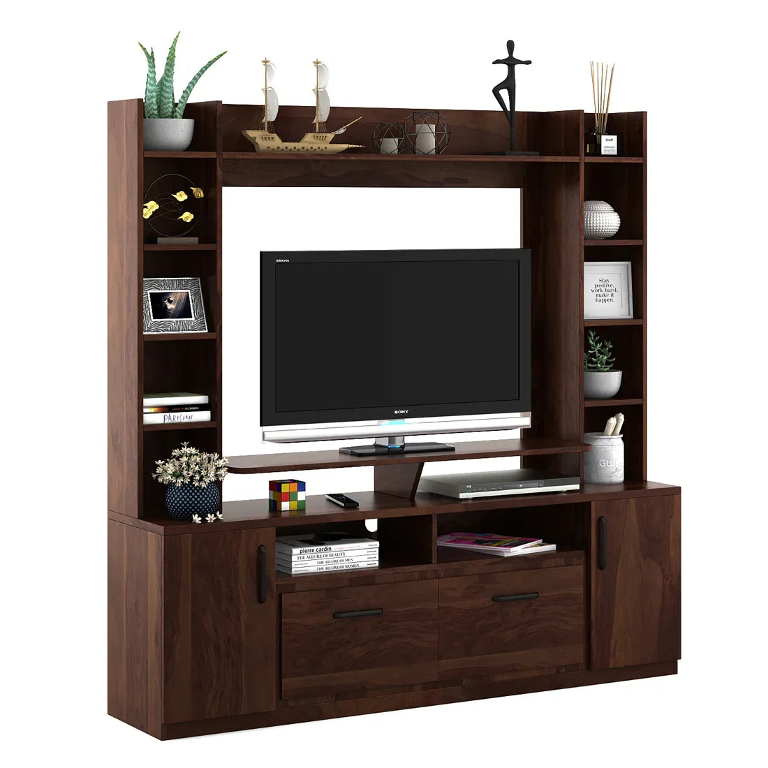Antwerp Full Height TV Unit in Sheesham Colour - HomeTown