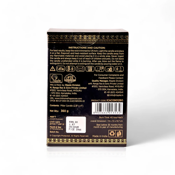 Iris Celeste Pillar Candle dimensions