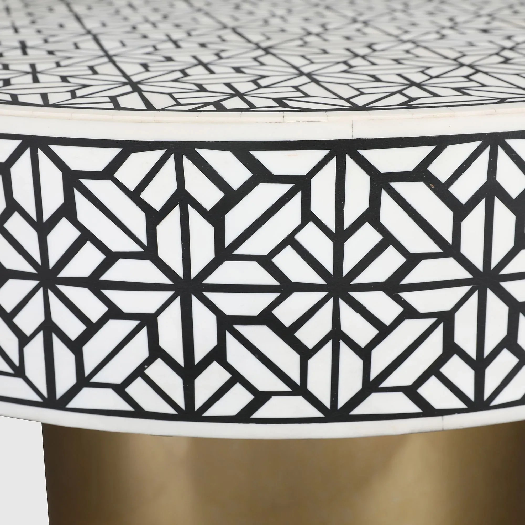 Ossein Iron New Center Table in Black & White Colour - HomeTown