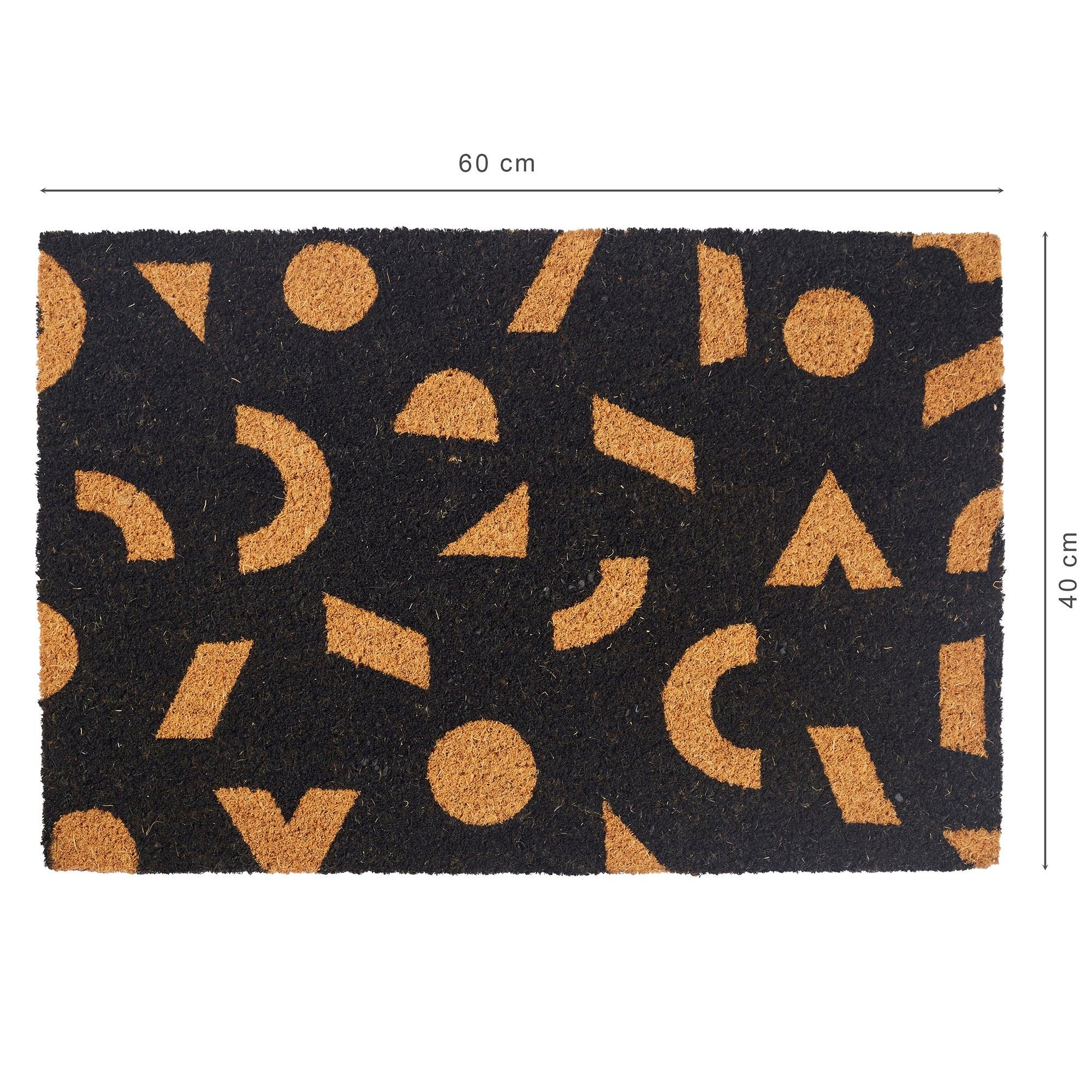 Natura Abstract Printed Coir Doormat 40x60 CM in Black Colour - HomeTown