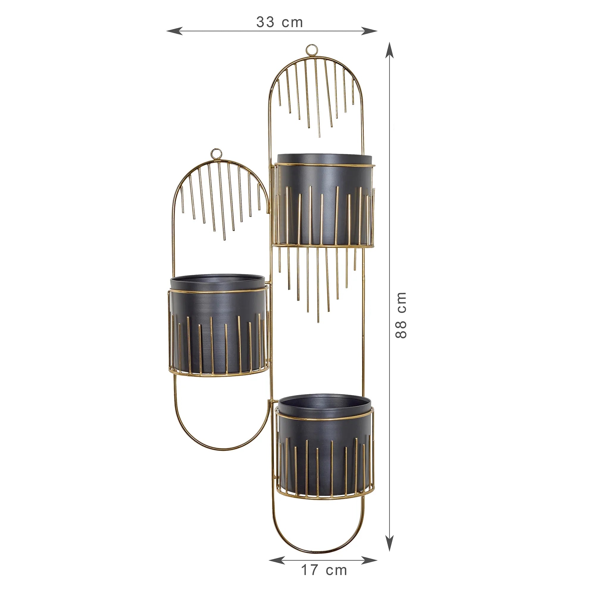 Artiskylar Metal Matt Finish Wall Planter 88 Cm in Black and Gold Colour - HomeTown