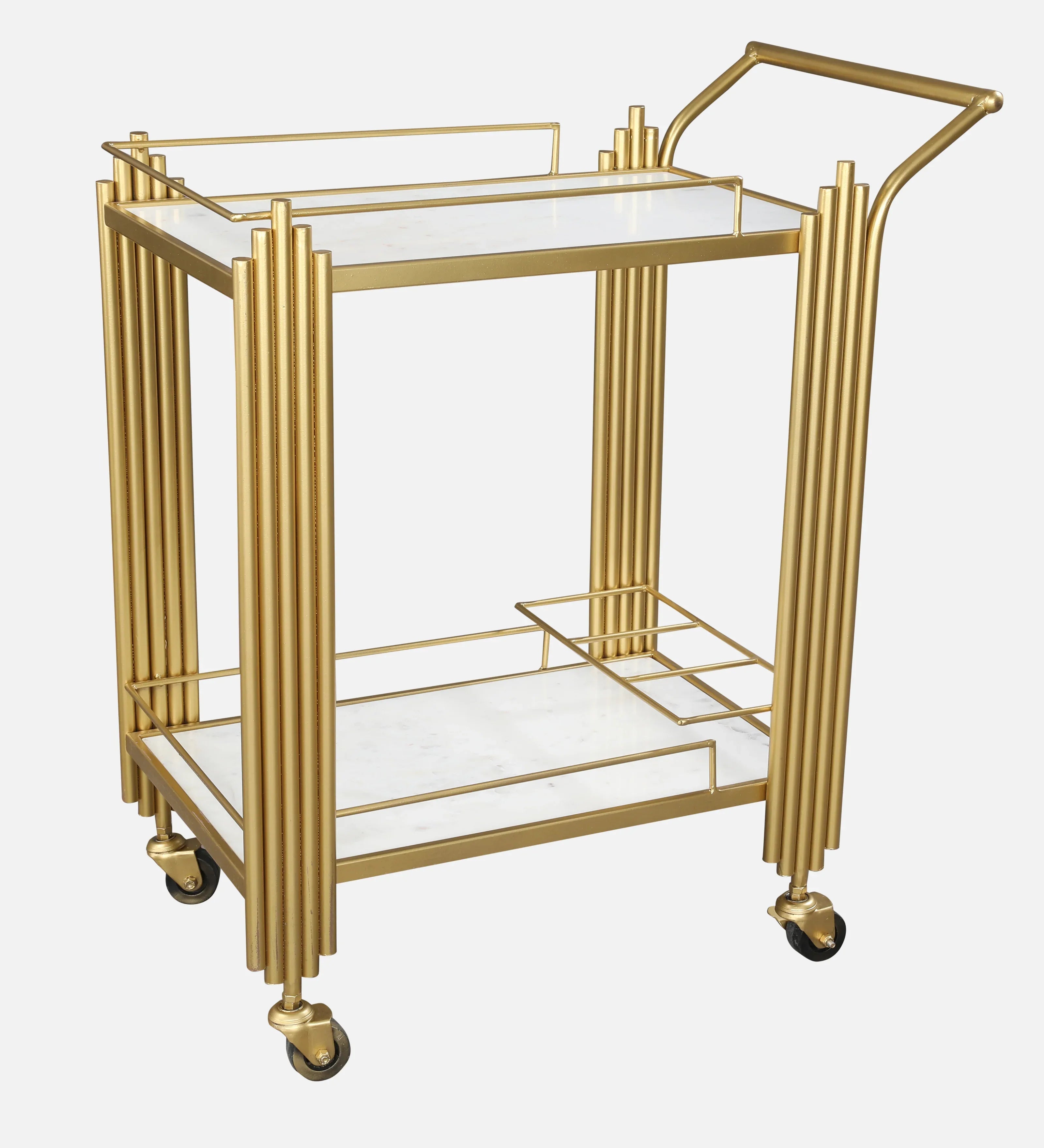 Giove Metal Serving Trolleys in Gold Colour - HomeTown