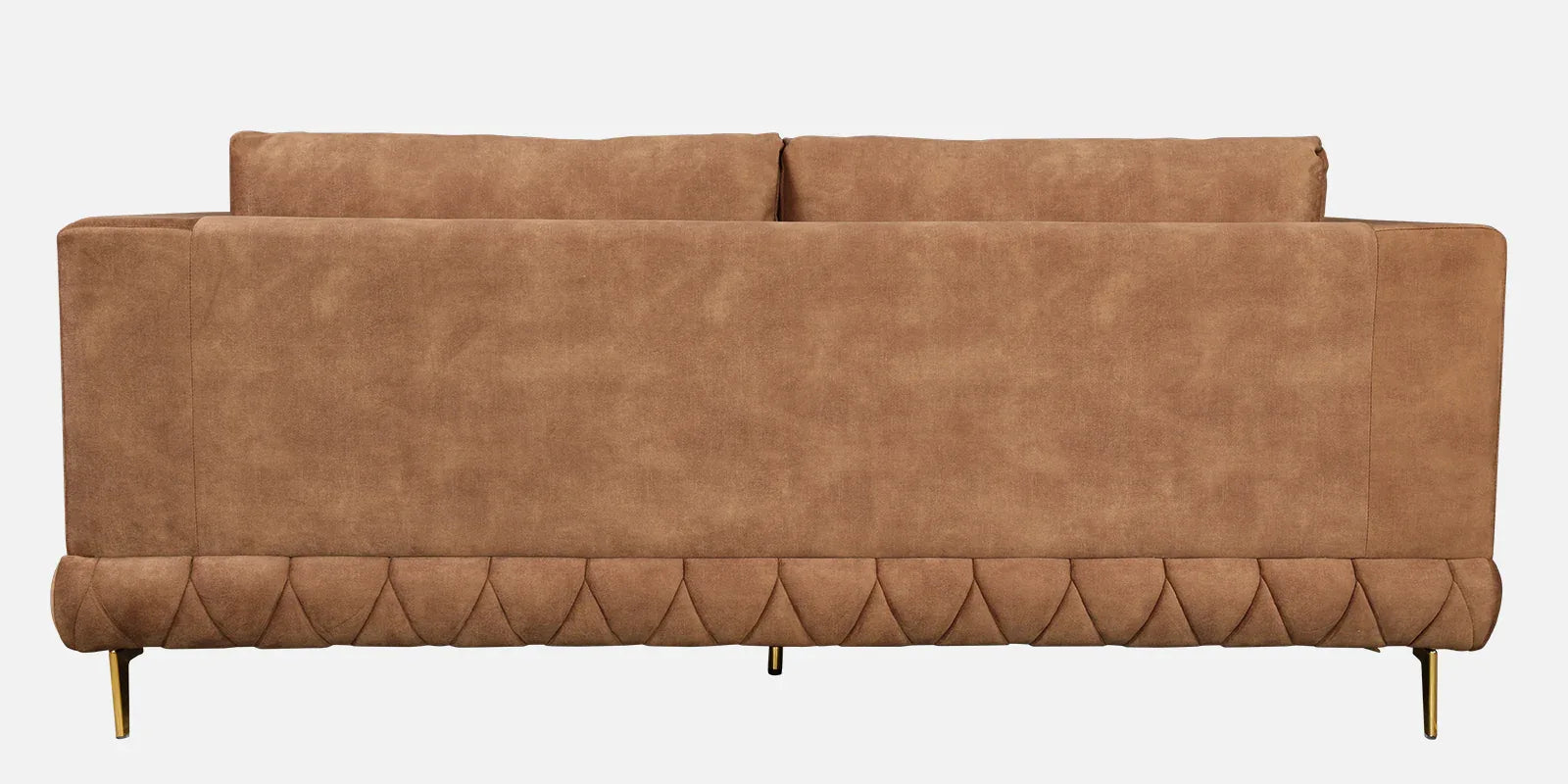 Plume Velvet Fabric Three Seater Sofa in Brown Colour - HomeTown