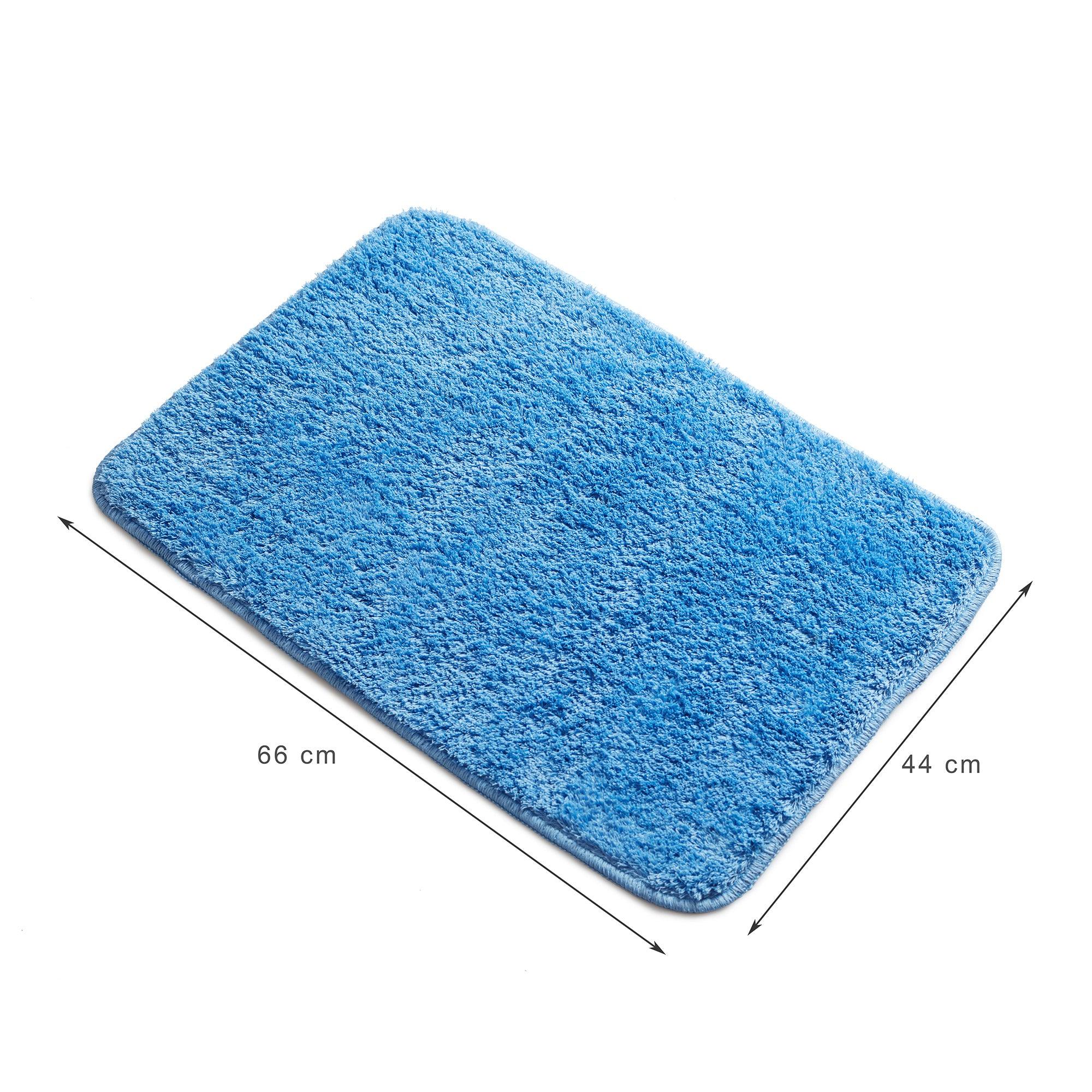 Emilia Micro Fiber Anti Skid Bath Mat 44x66 Cm in Blue Colour - HomeTown
