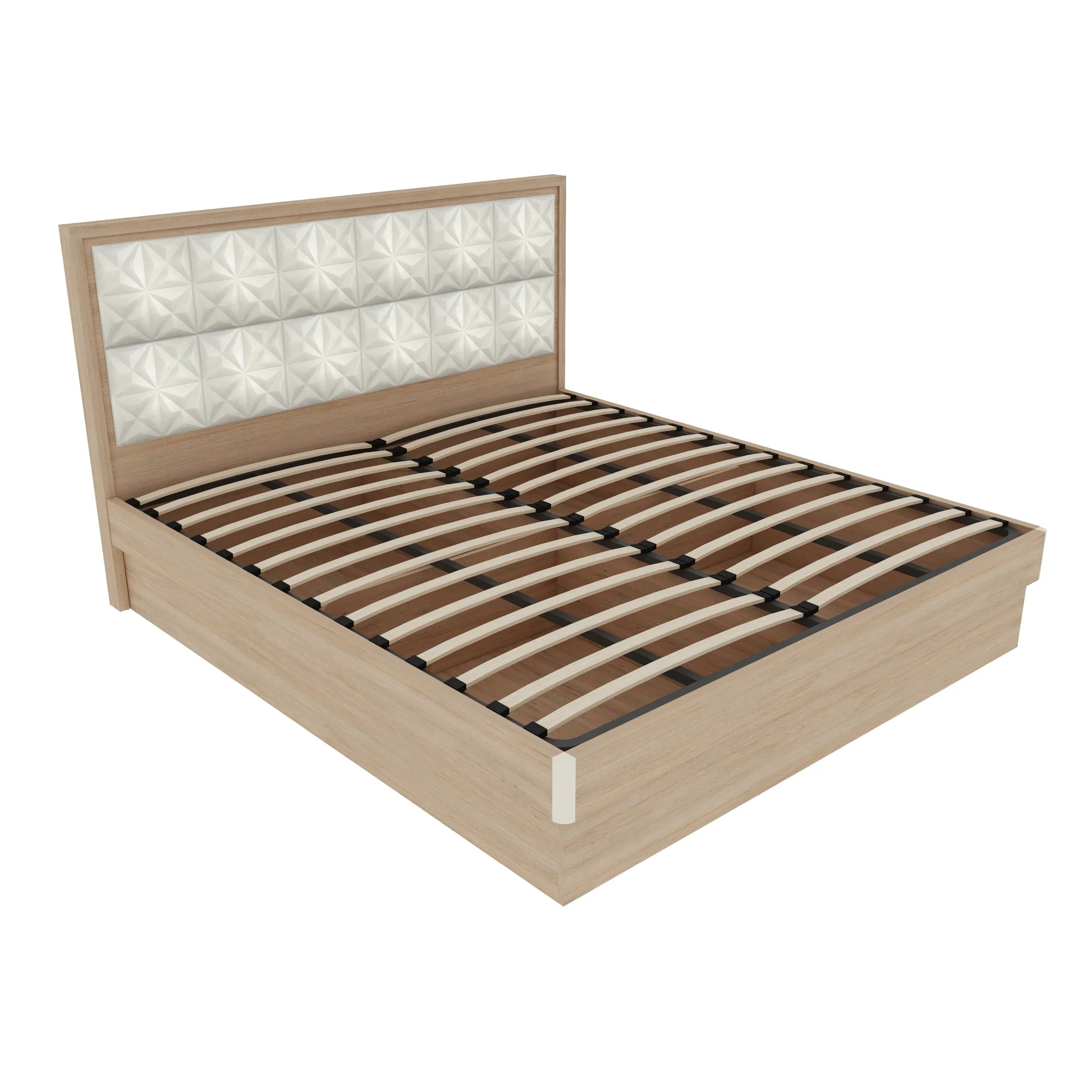 Jordan Queen Bed With Hydraulic storage in Sonam Oak & White Colour - HomeTown