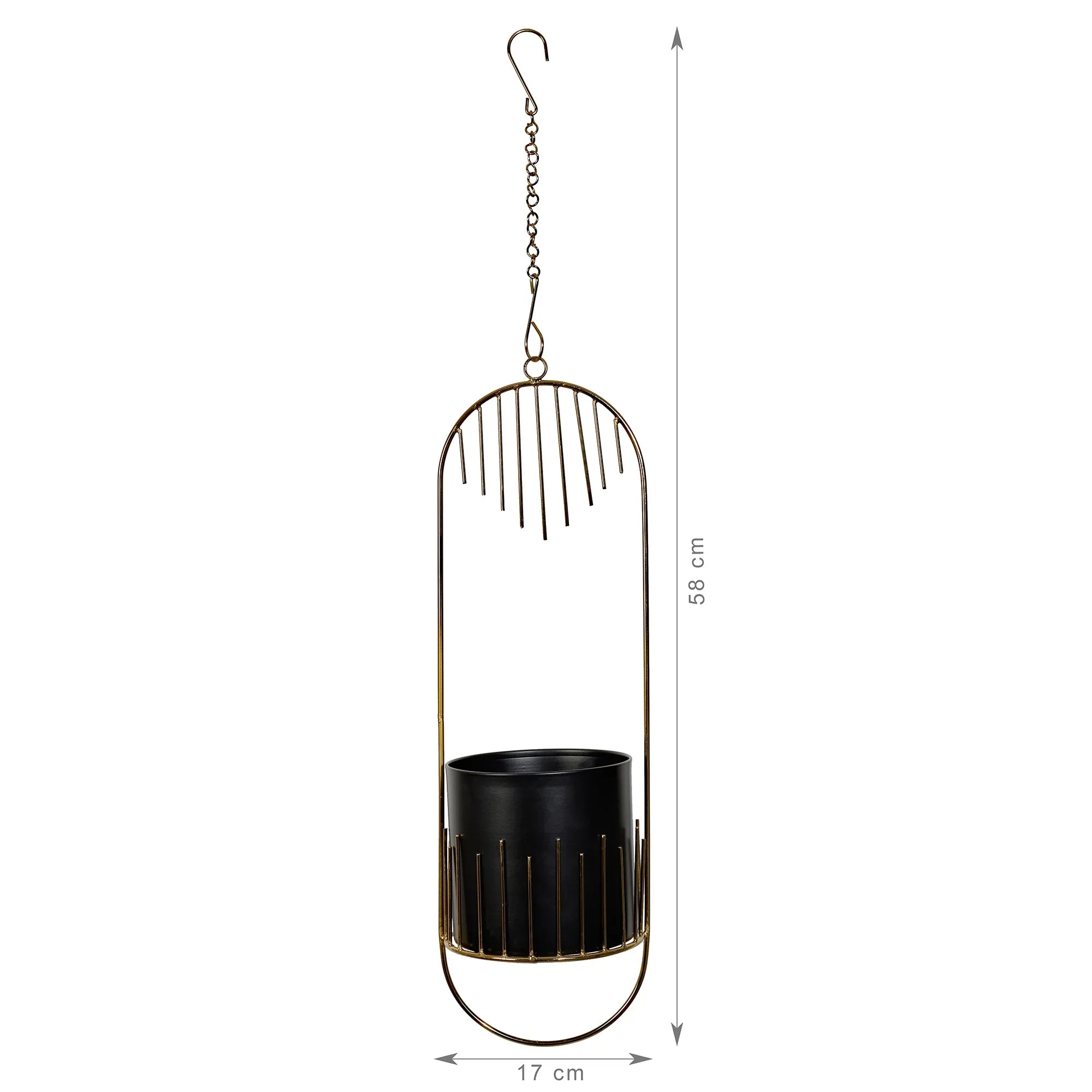 Artiskylar Metal Matt Finish Hanging Planter 58 Cm in Black and Gold Colour - HomeTown
