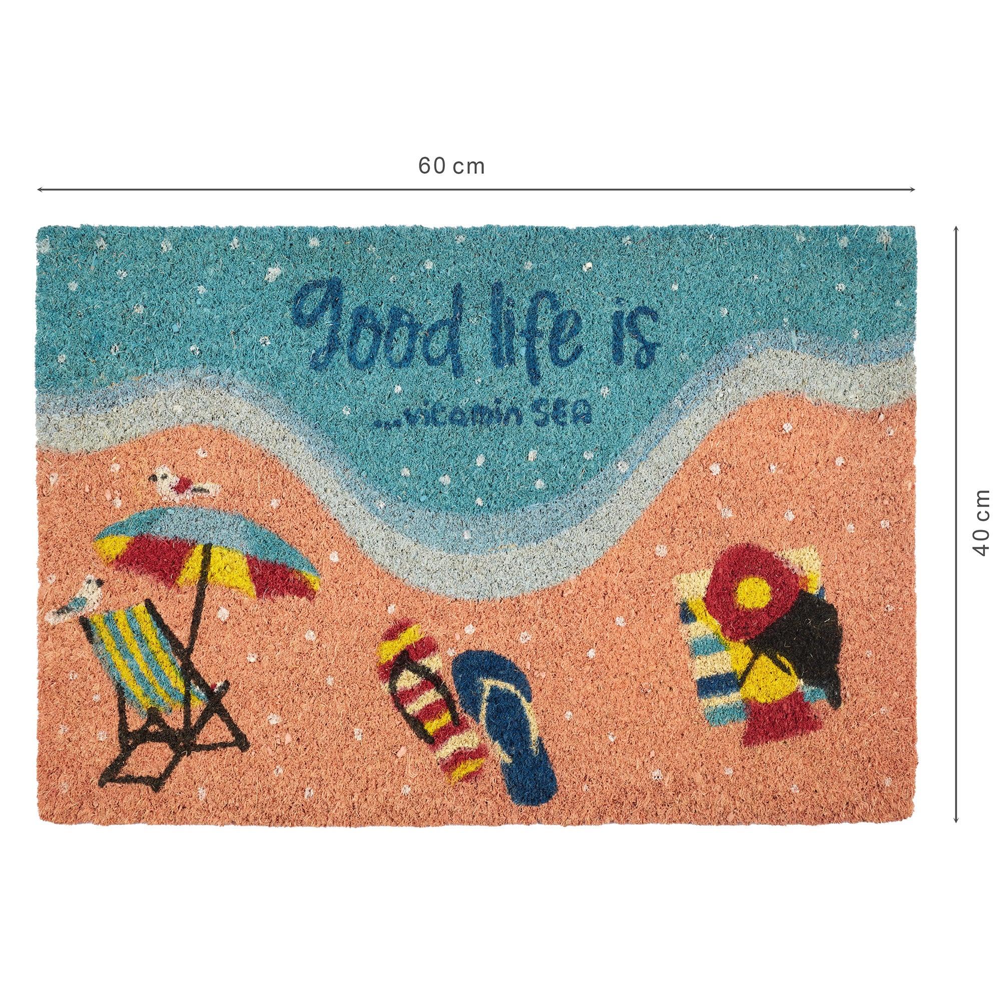 Good Life Is Vitamin Sea Printed Coir Doormat 40x60 CM in Coral Colour - HomeTown