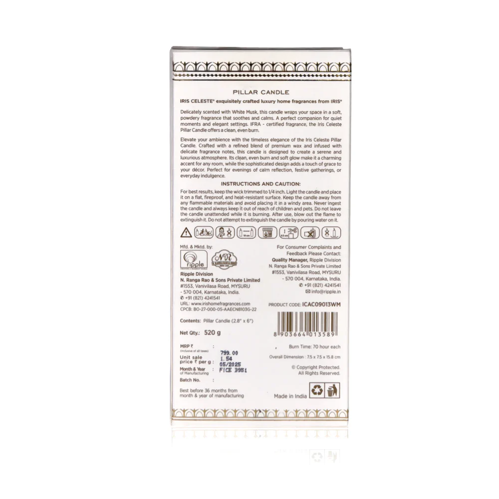 IRIS CELESTE  PILLAR CANDLE  ICAC09013WM