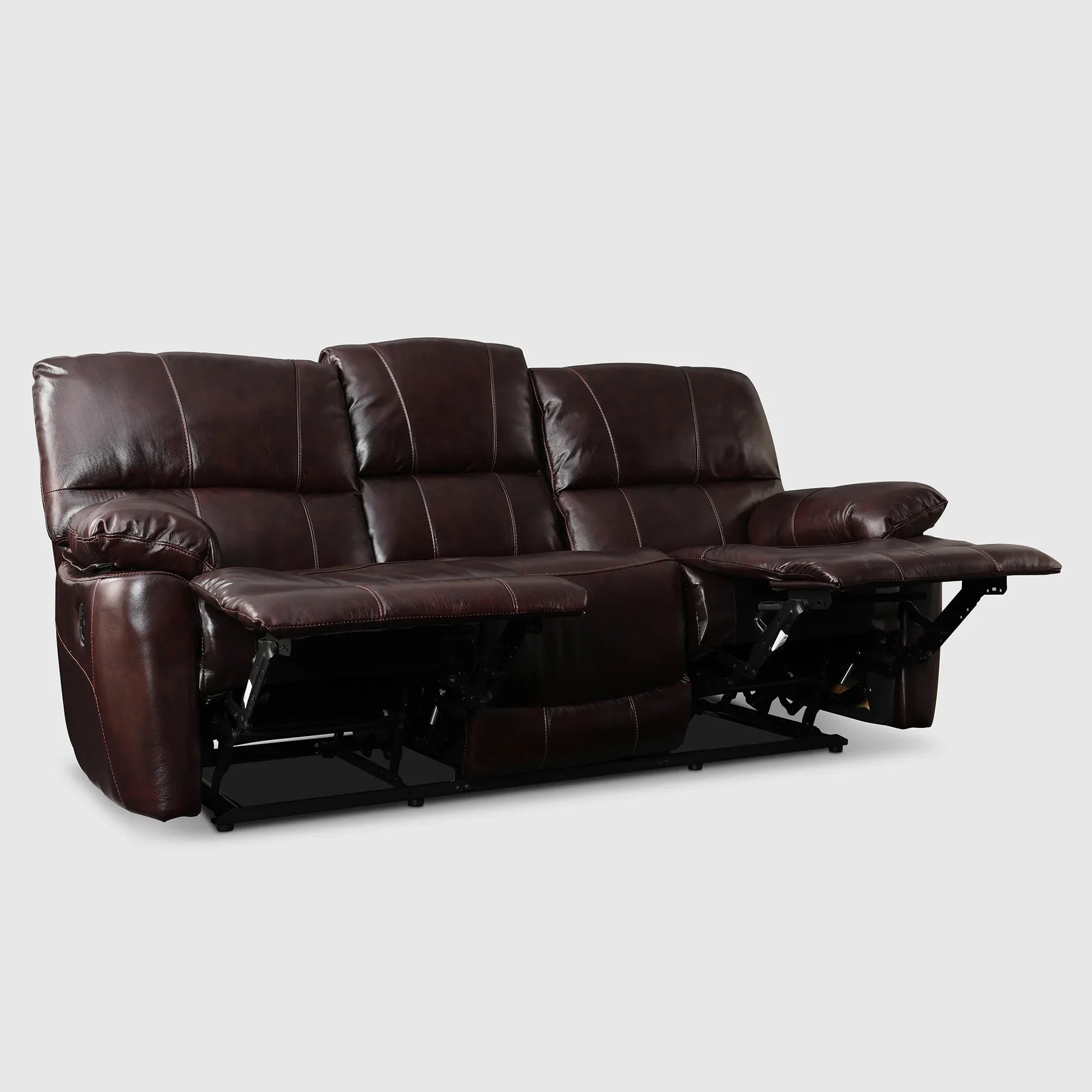 Charles Half Leather Three Seater Recliner - HomeTown