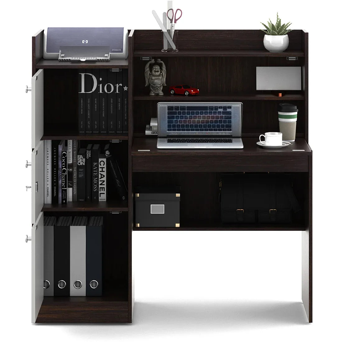 Venus Engineered Wood Study Table in Wenge & White Colour - HomeTown