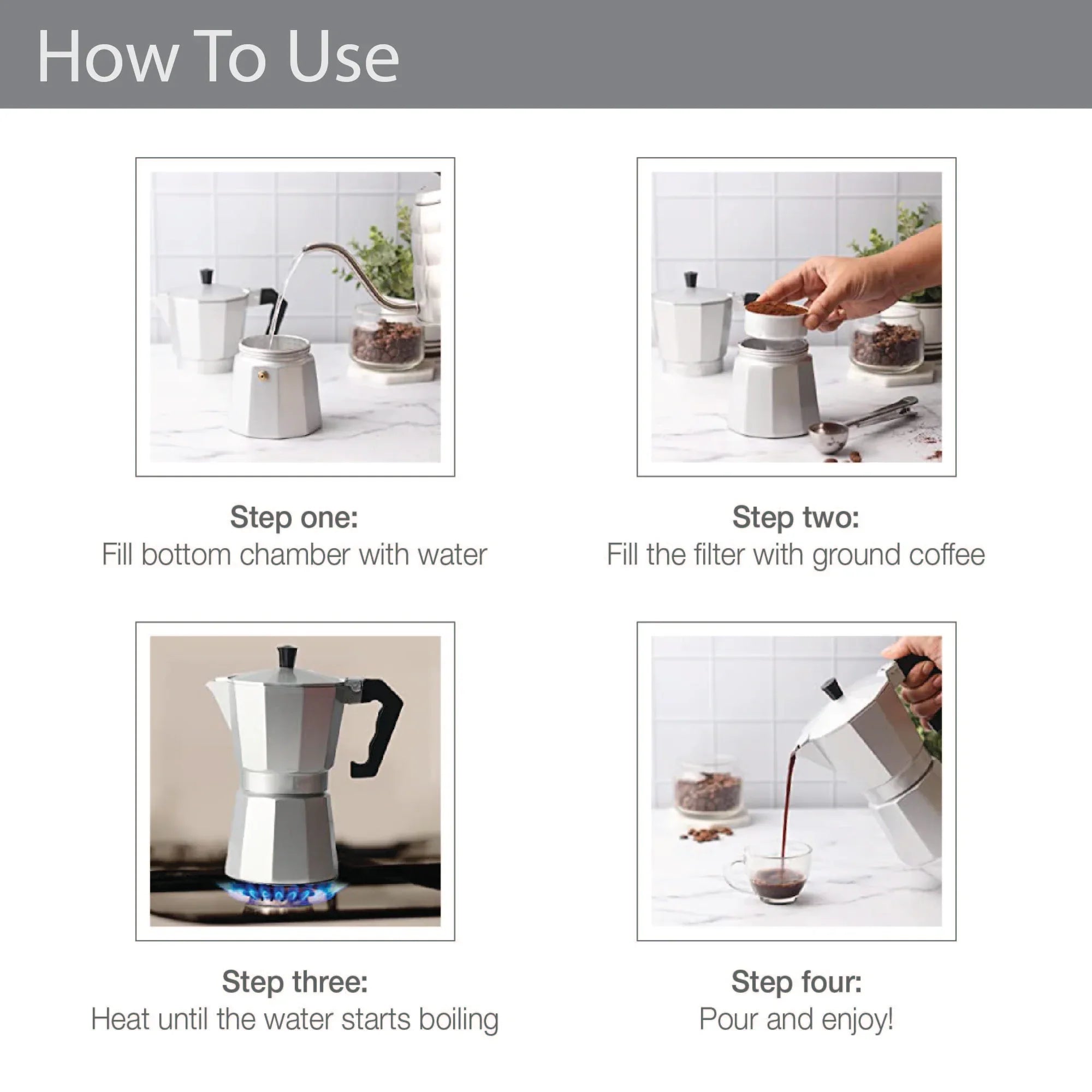 Brew Aluminium Moka Pot Coffee Maker 300 Ml in Silver Colour - HomeTown