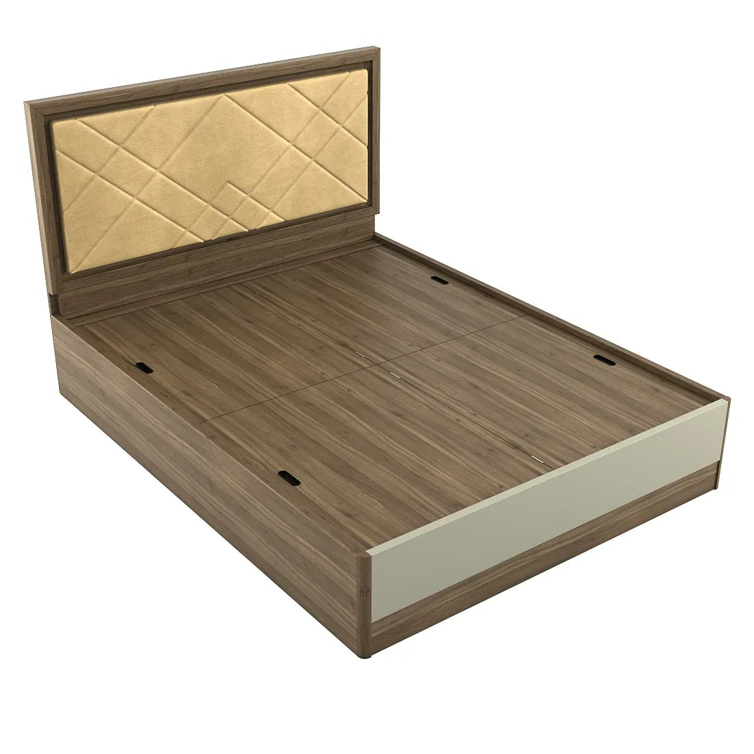 Petra Queen Bed With Box Storage in Walnut Colour - HomeTown