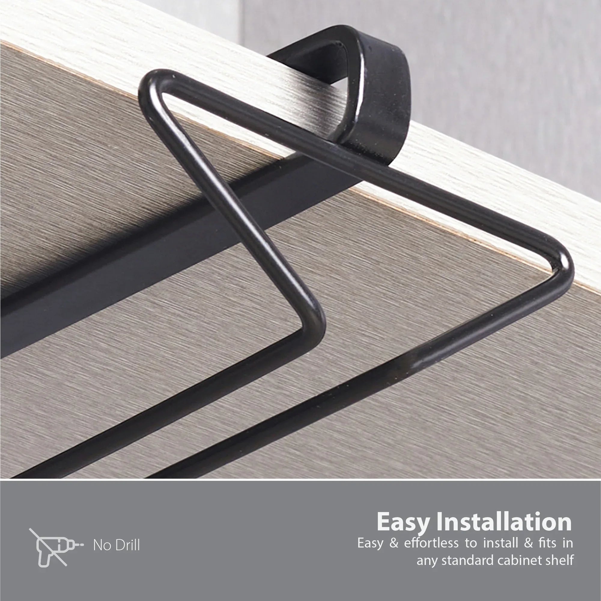 Lattice Metal Space Saver Wine Glass/Champagne Glass/Stemware Holder in Black Colour - HomeTown